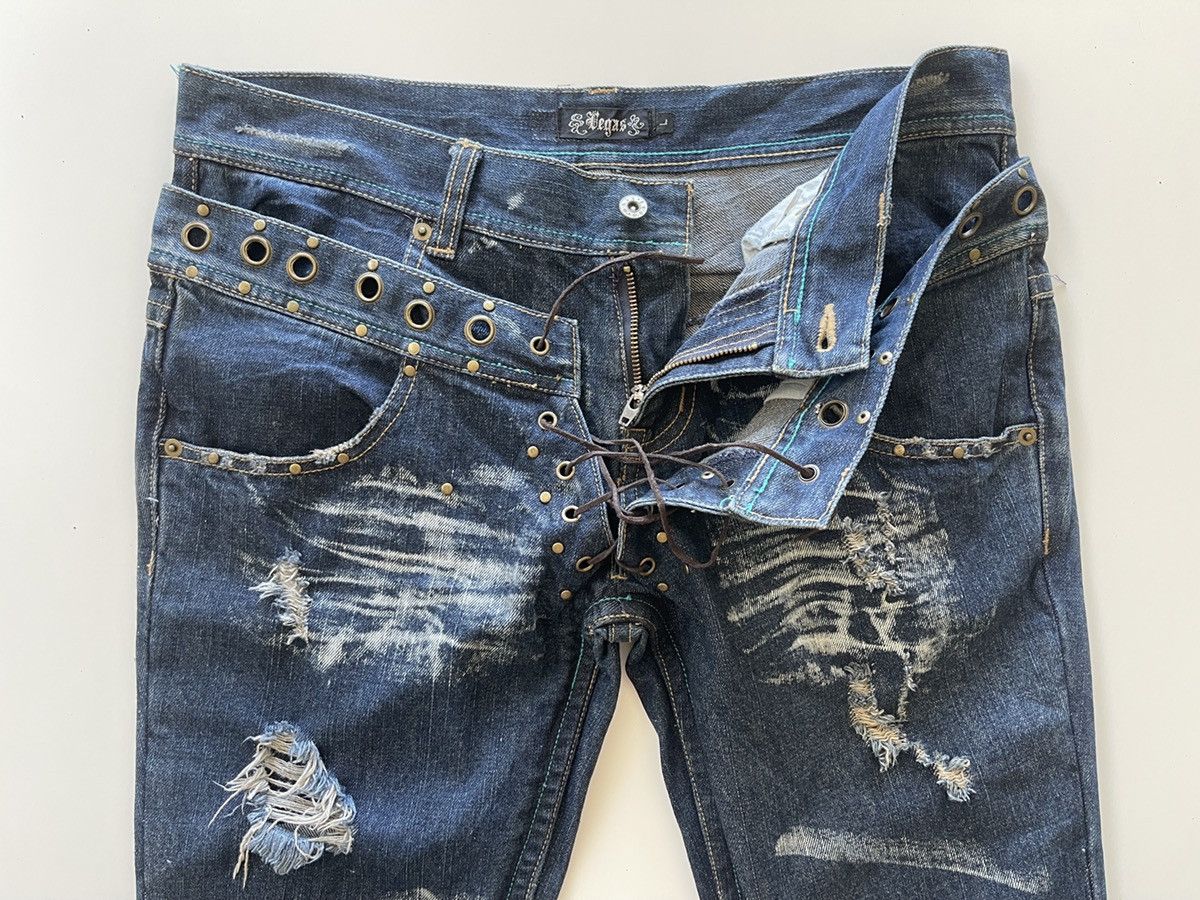 Vintage Double waist Distressed Flared Rockabily Denim Size 34" / US 12 / IT 48 - 9 Thumbnail