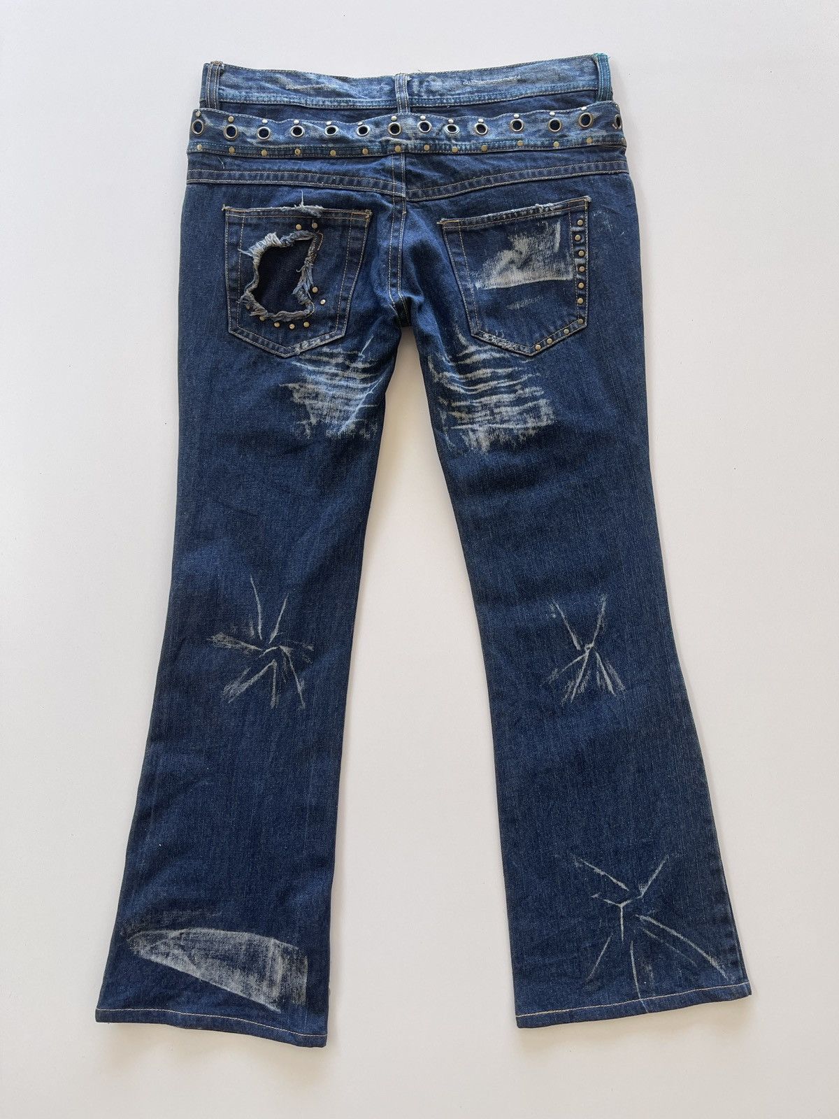 Vintage Double waist Distressed Flared Rockabily Denim Size 34" / US 12 / IT 48 - 2 Thumbnail