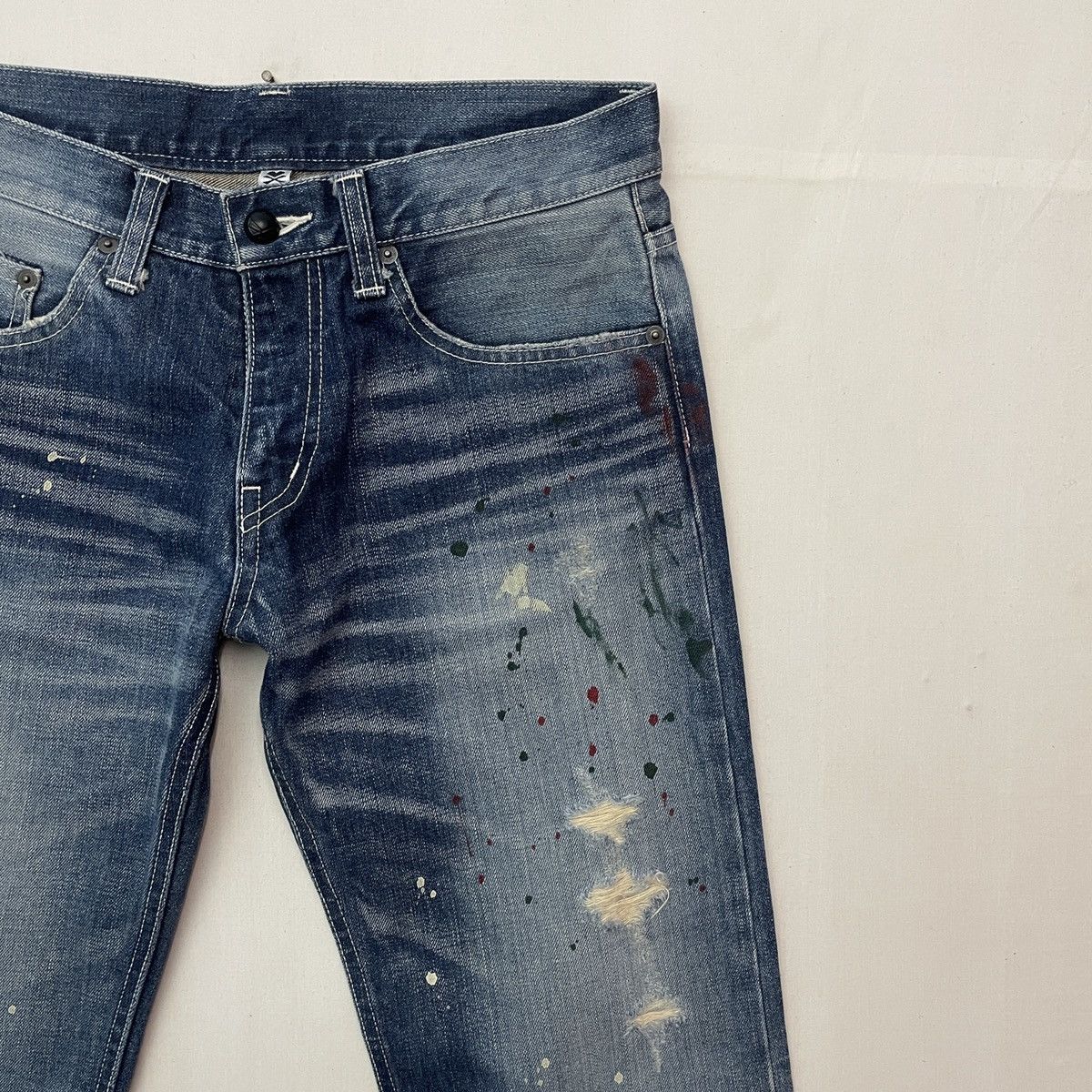 10 Deep × Japanese Brand Vintage DEEP Distreesed Splish Painter Denim Jeans Pants Size US 30 / EU 46 - 3 Thumbnail