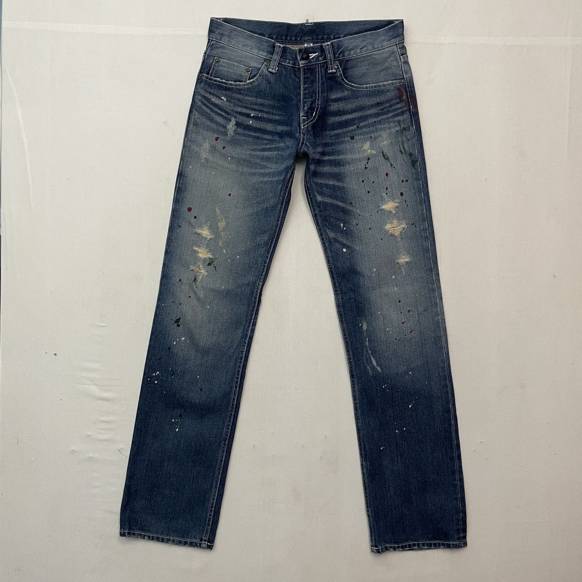 10 Deep × Japanese Brand Vintage DEEP Distreesed Splish Painter Denim Jeans Pants Size US 30 / EU 46 - 1 Thumbnail