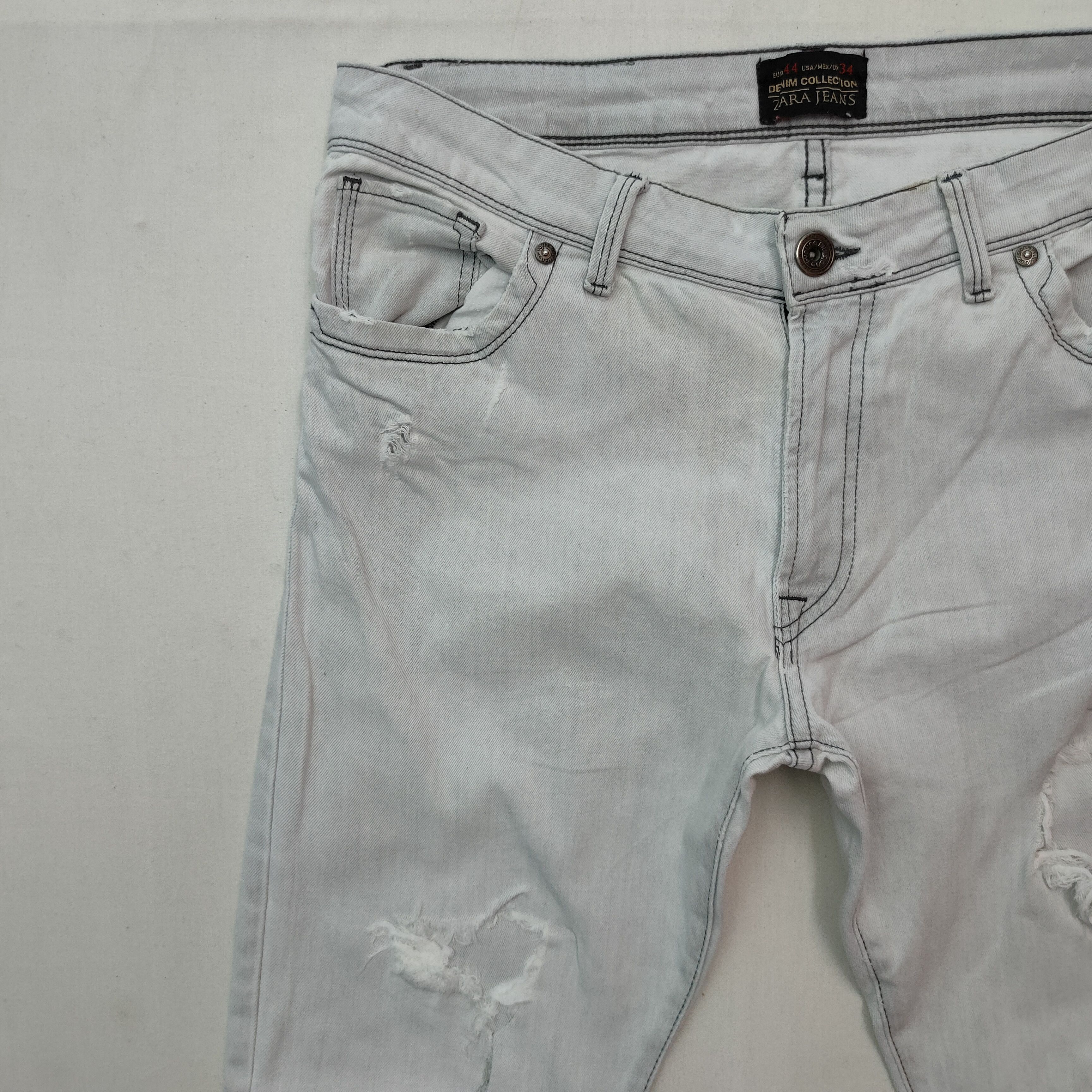 Zara Vintage Distress ZARA Five Pocket Denim Jeans pants Size US 33 - 5 Thumbnail