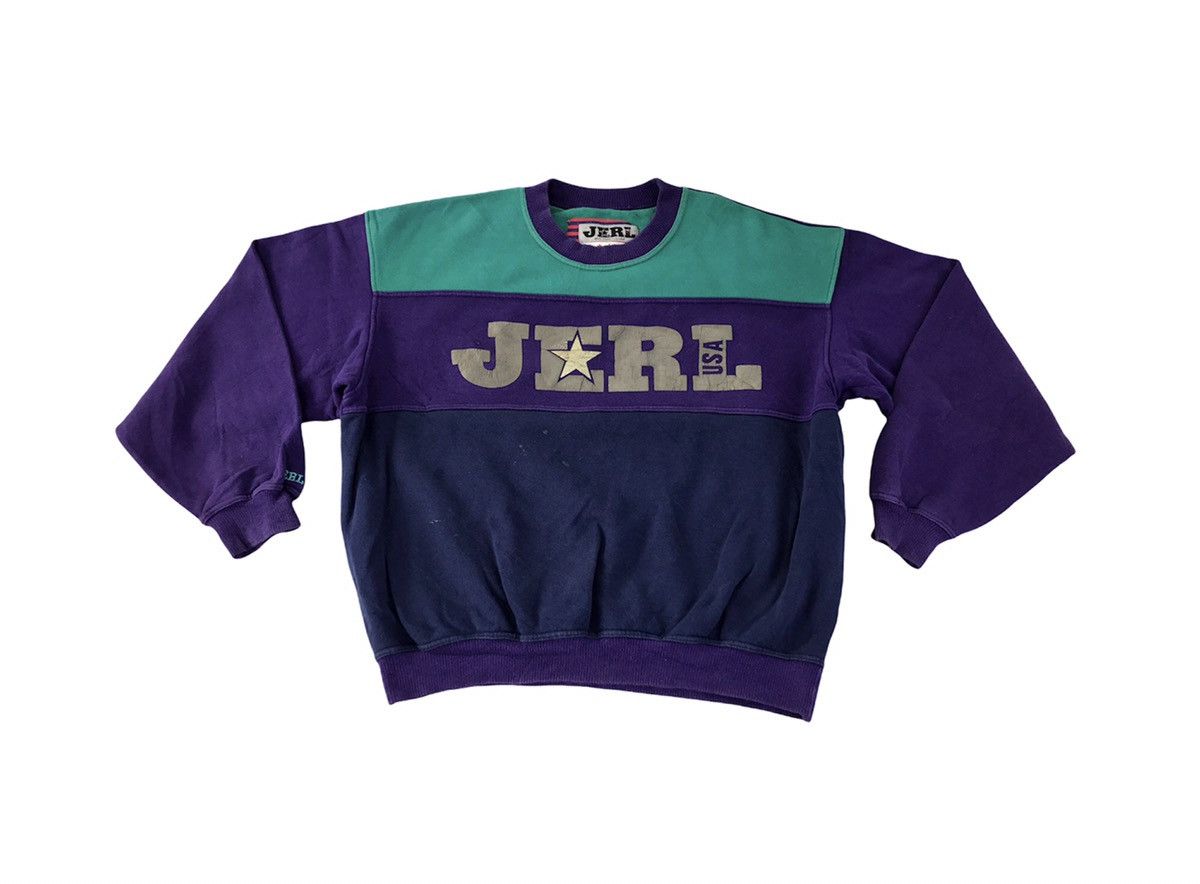 Jerzees × Vintage JERL New York Usa Spell Out Colour Block Crewneck K938j Size US M / EU 48-50 / 2 - 1 Thumbnail