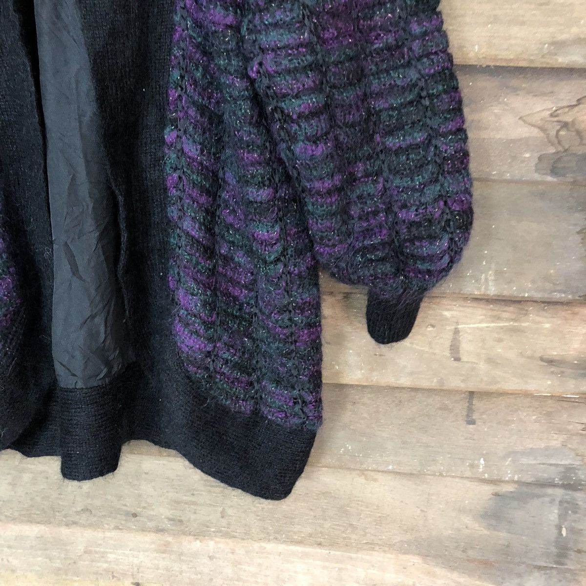 Japanese Brand Incotri Purple Patterned Cardigan knitwear mohair shag#6757 Size US XL / EU 56 / 4 - 5 Thumbnail
