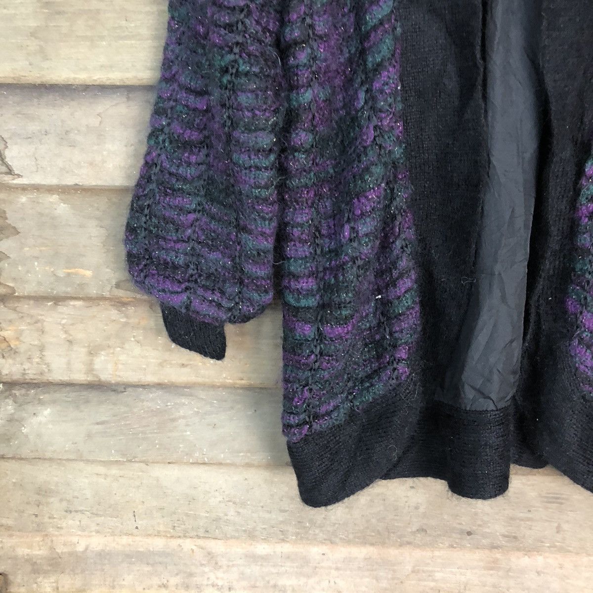 Japanese Brand Incotri Purple Patterned Cardigan knitwear mohair shag#6757 Size US XL / EU 56 / 4 - 4 Thumbnail