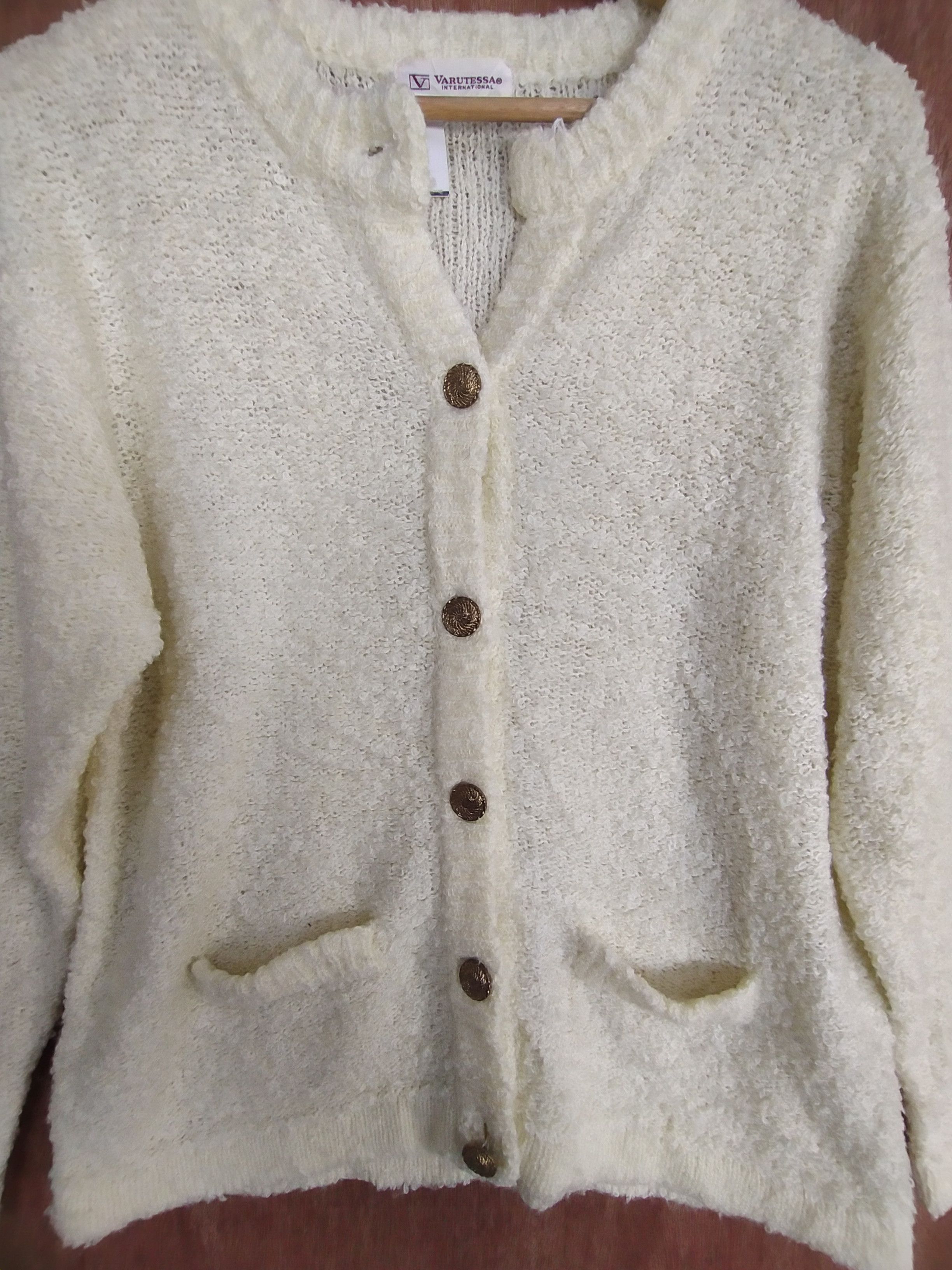 Vintage Varustessa International cream cardigan knitwear #S021 Size L / US 10 / IT 46 - 6 Thumbnail