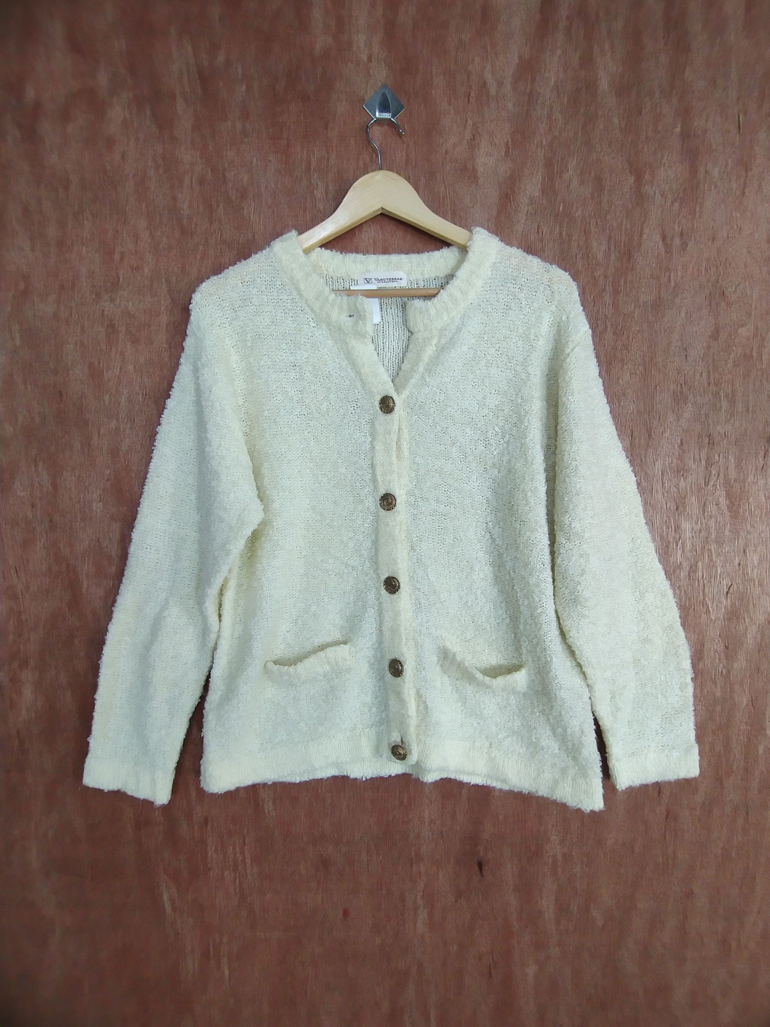 Vintage Varustessa International cream cardigan knitwear #S021 Size L / US 10 / IT 46 - 1 Thumbnail