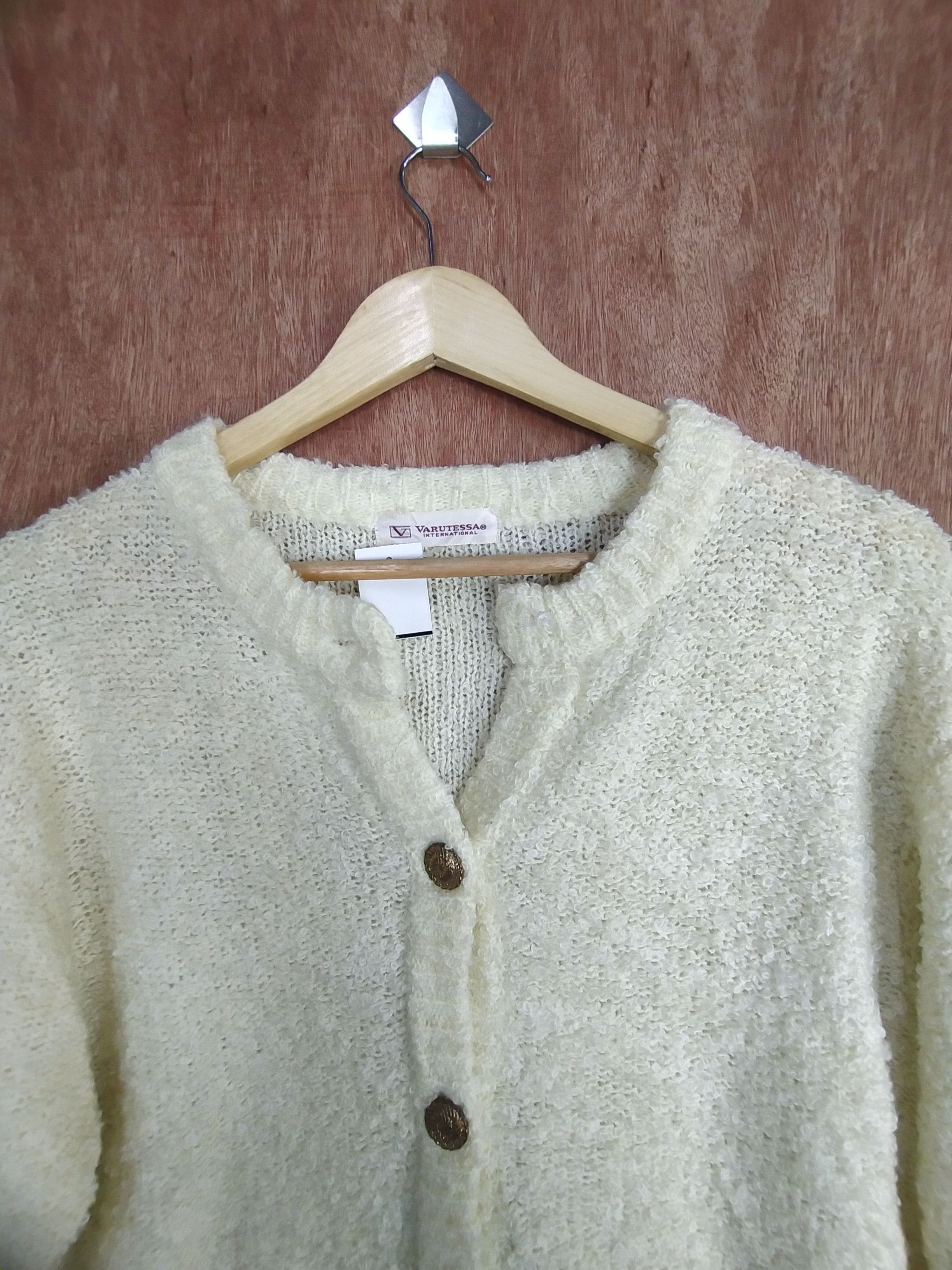 Vintage Varustessa International cream cardigan knitwear #S021 Size L / US 10 / IT 46 - 2 Thumbnail