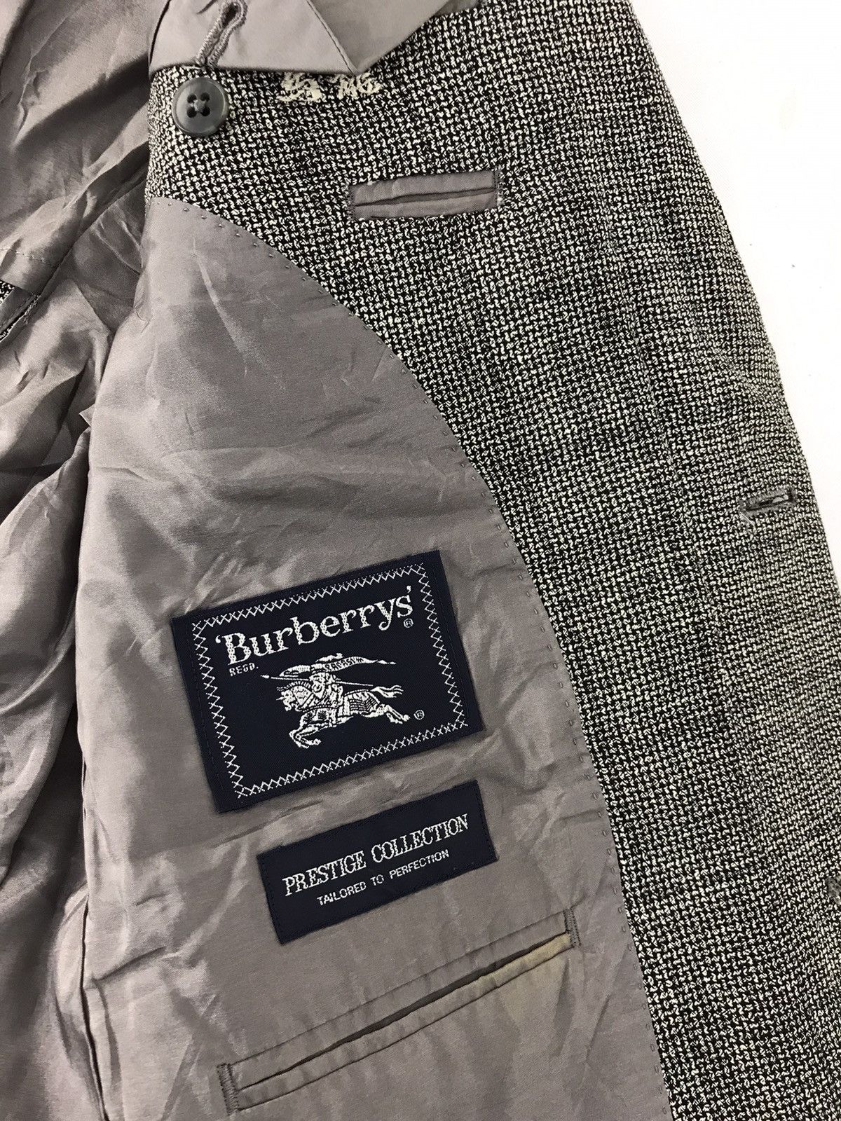Burberry × Vintage Burberrys London Prestige Collection Wool Silk Blazer Coat Size 52R - 5 Thumbnail