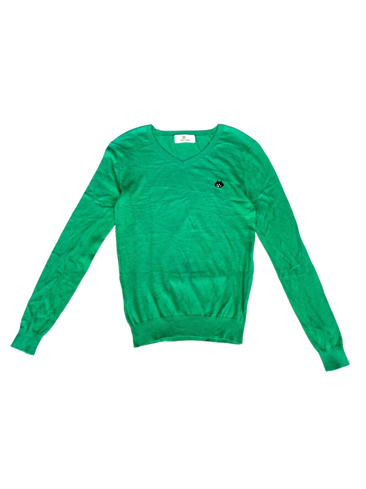 Ne-net Nya Cat Logo V-Neck Pullover Sweatshirt Sweater