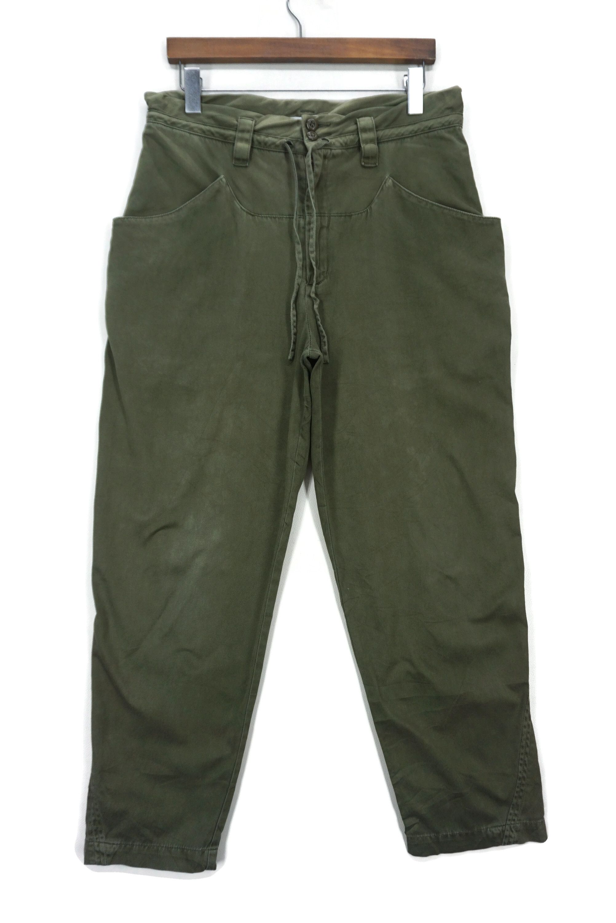 image of Issey Miyake x Tsumori Chisato Baggy Pants Adjustable Waist Loose Tapered Ankle Pants in Green, Wom