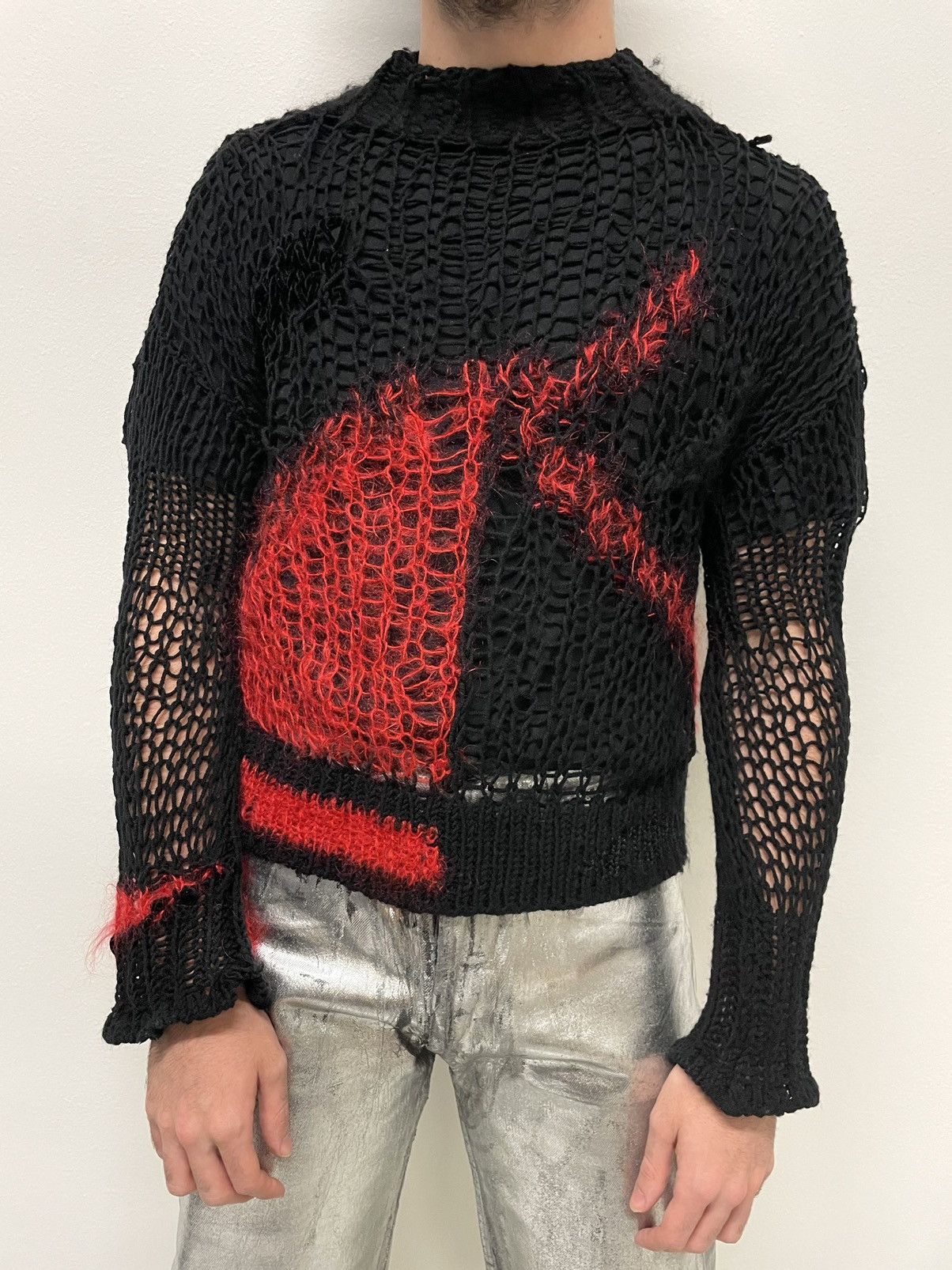 FW2007 mohair knit punk asymmetrical sweater archive wool