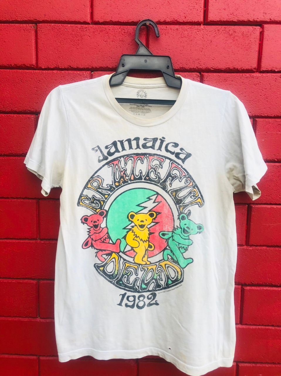 image of Band Tees x Vintage Grateful Dead Jamaica Streetwear Designer Fashion in Cream, Men's (Size Small)