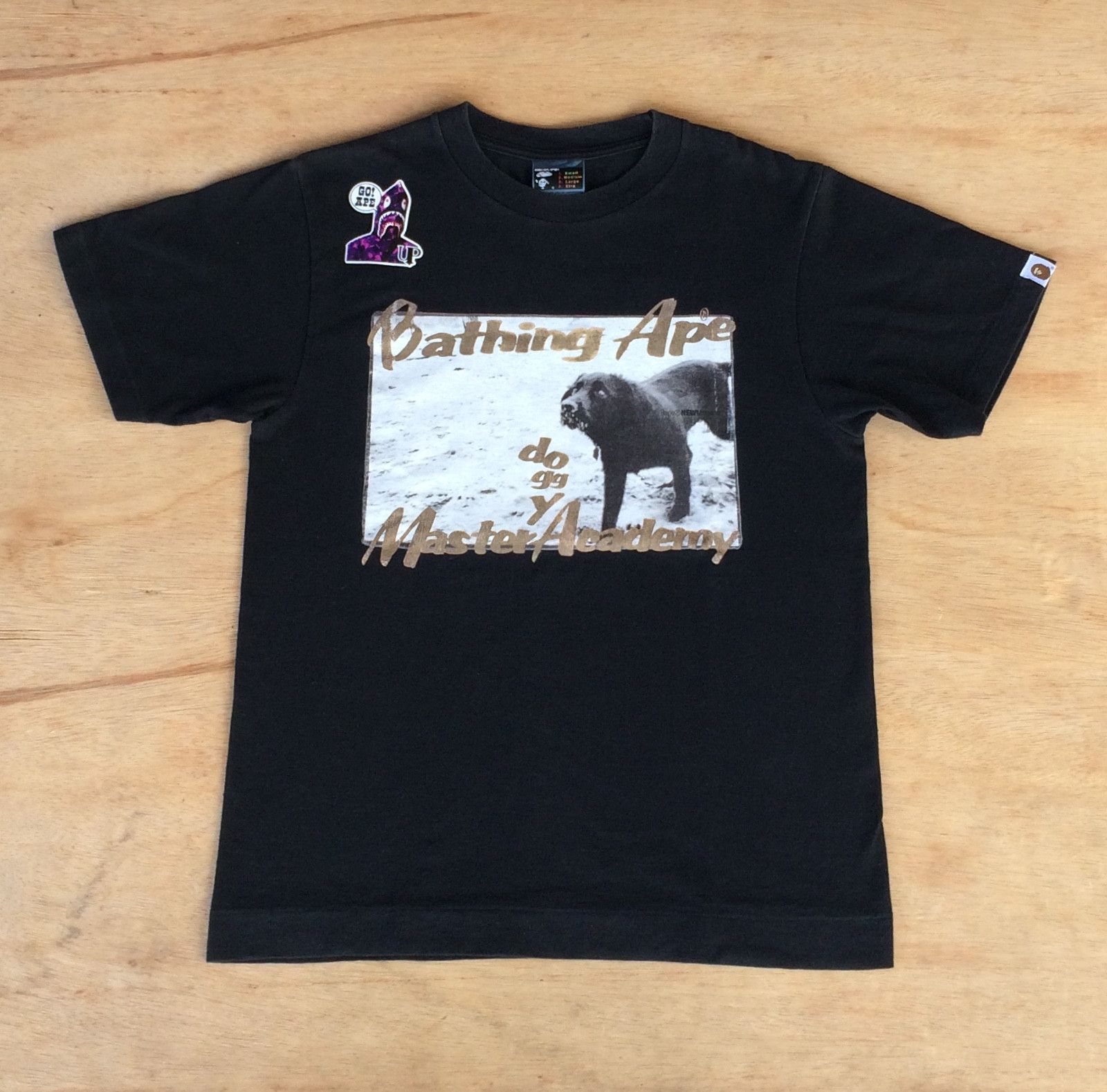 image of 2002 OG Bape Doggy Master Academy Tee in Black, Men's (Size Small)