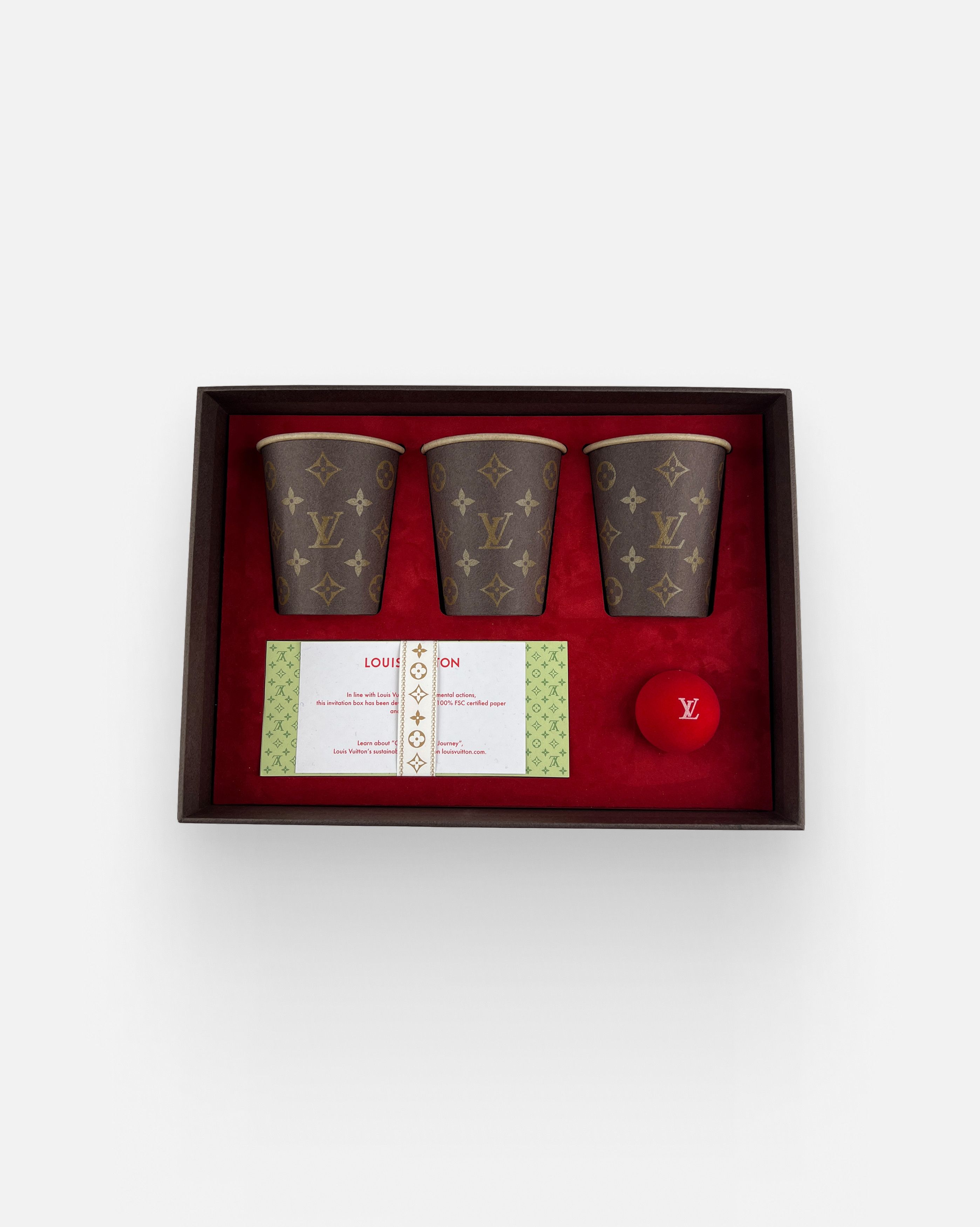 image of Louis Vuitton Ss22 Show Invitation Beer Pong Cup & Ball Game in Brown, Men's