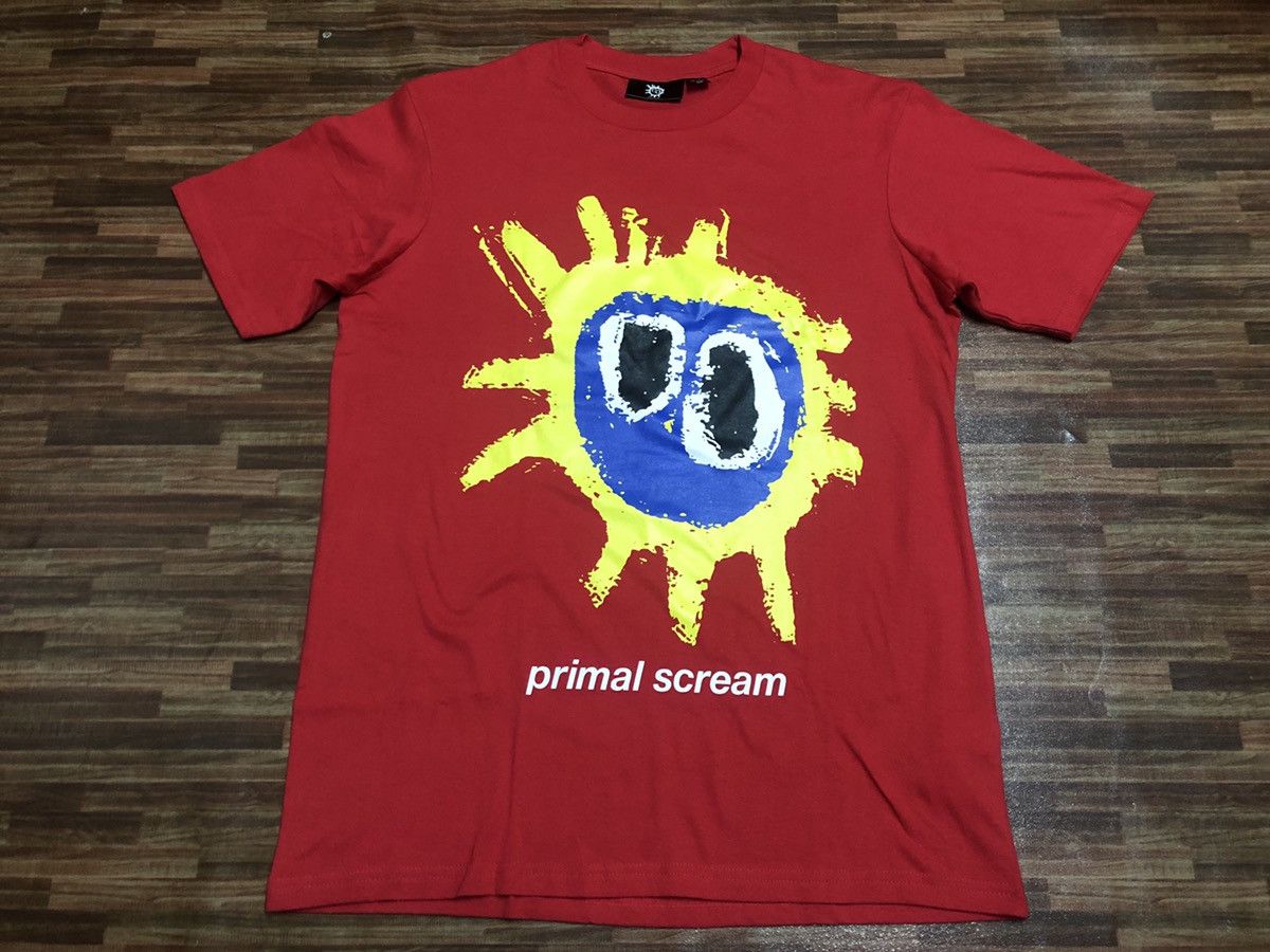 Image of Band Tees x Rock Band Primal Scream Screamadelica Shirt in Red, Men's (Size Small)