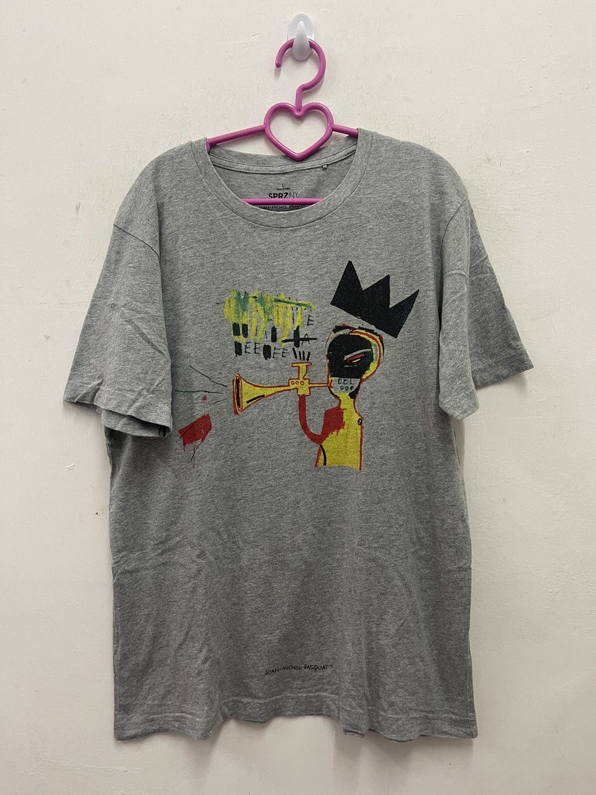 image of Jean Michel Basquiat X Uniqlo Japan Pop Art Tee in Grey, Men's (Size Large)