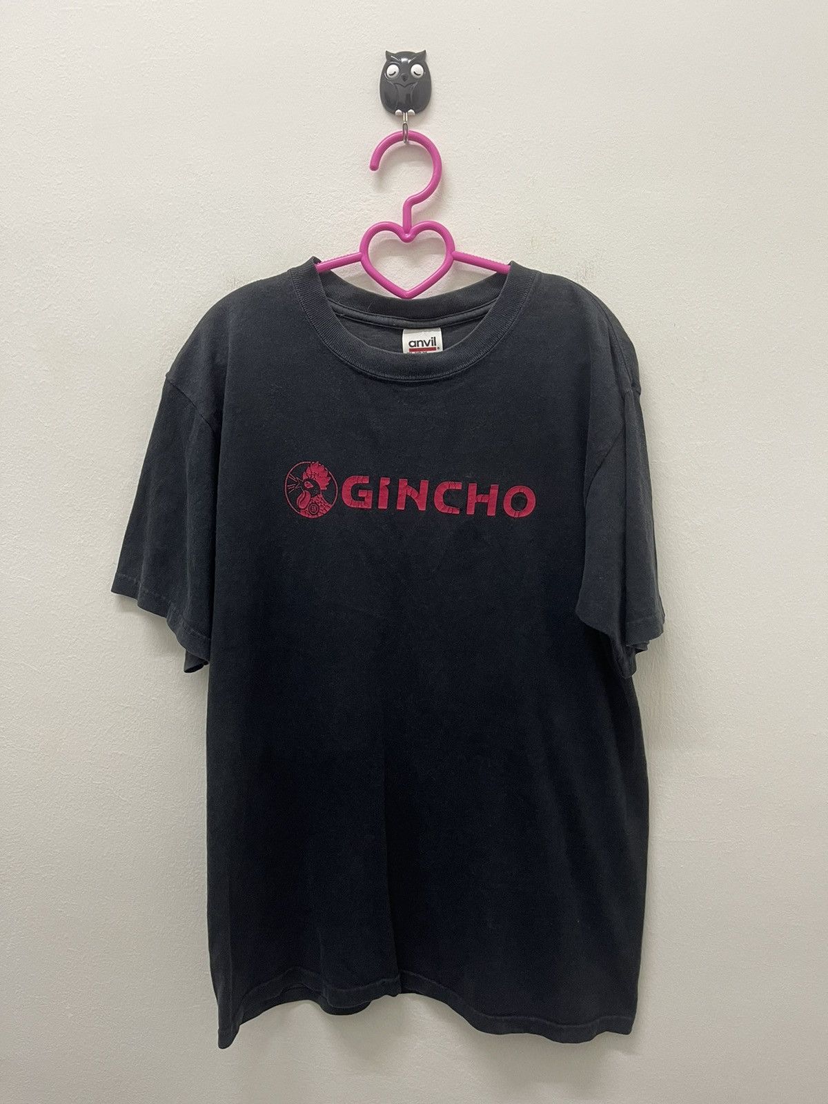 image of Anvil x Made In USA Vintage Gincho Spell Out Tee in Black, Men's (Size Medium)