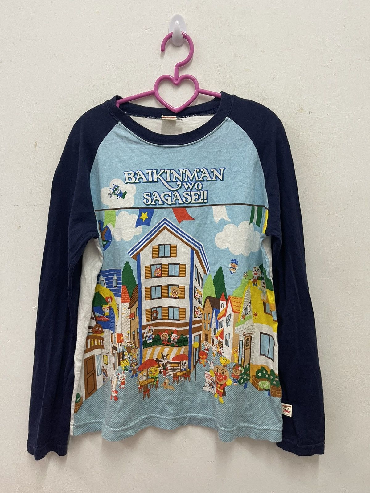 image of Anima x Cartoon Network Vintage Anpanman Baikinman Wo Sagase Long Sleeve, Men's (Size Medium)
