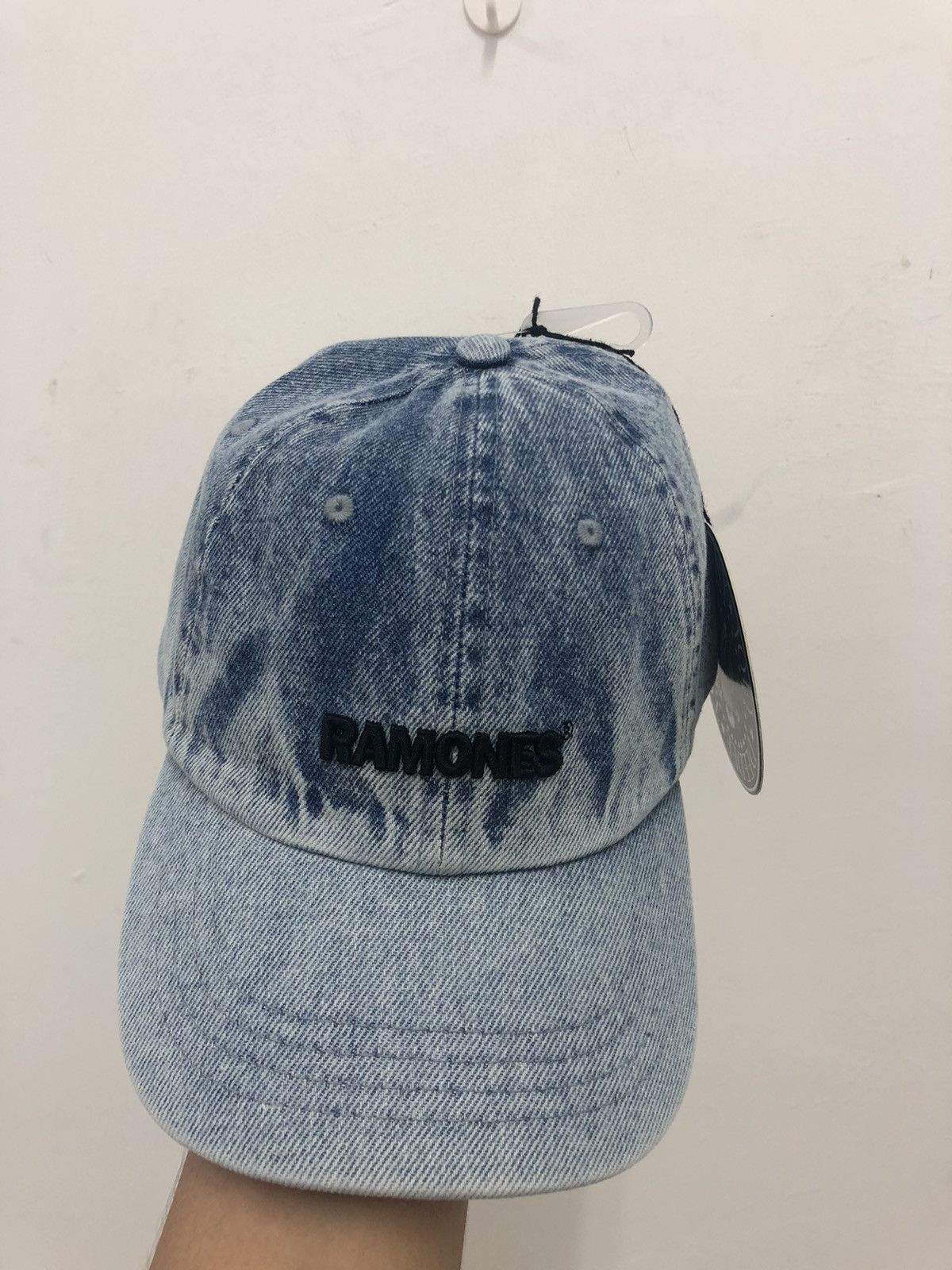 Jean Rare RAMONES Acid Wash Distressed Jeans Trucker Cap Size ONE SIZE - 1 Thumbnail