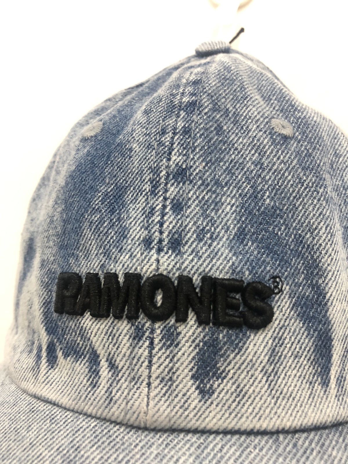 Jean Rare RAMONES Acid Wash Distressed Jeans Trucker Cap Size ONE SIZE - 3 Thumbnail