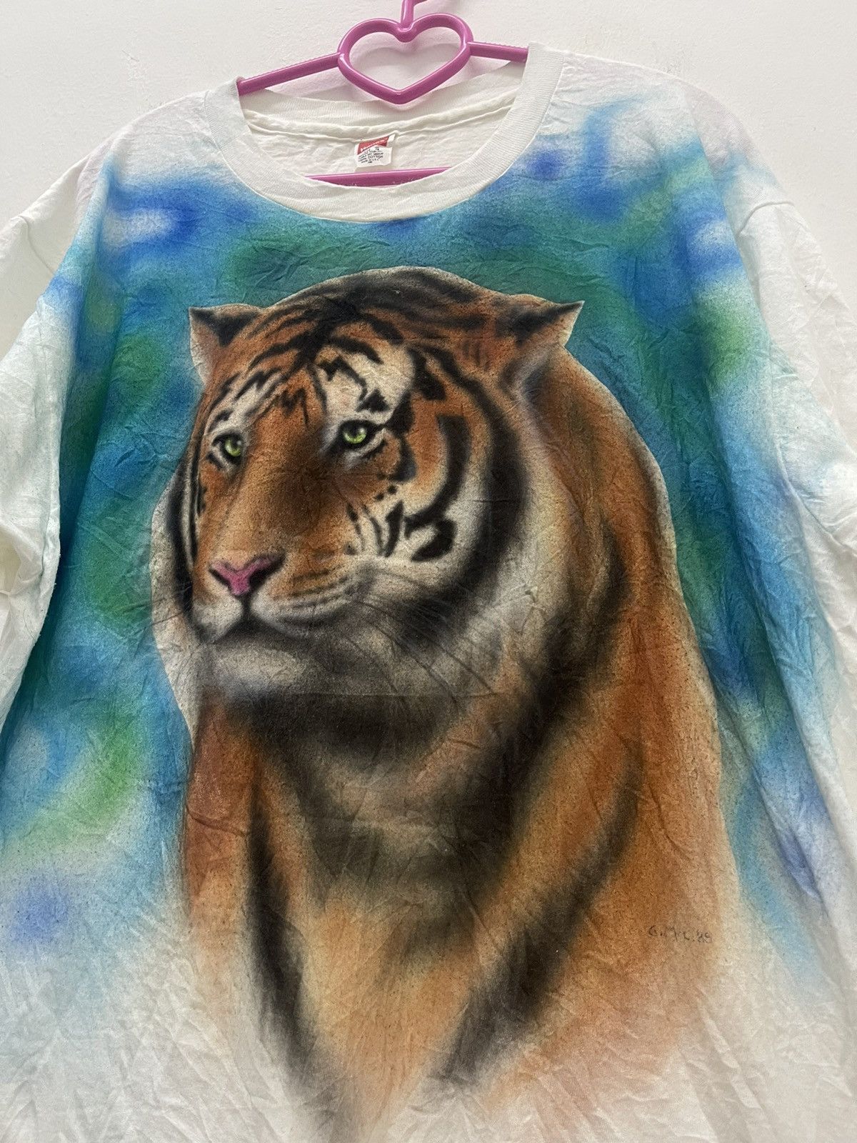 Vintage Rare 80s Vintage Tiger Paint Art Hanes Made in USA Tee Size US XL / EU 56 / 4 - 2 Thumbnail