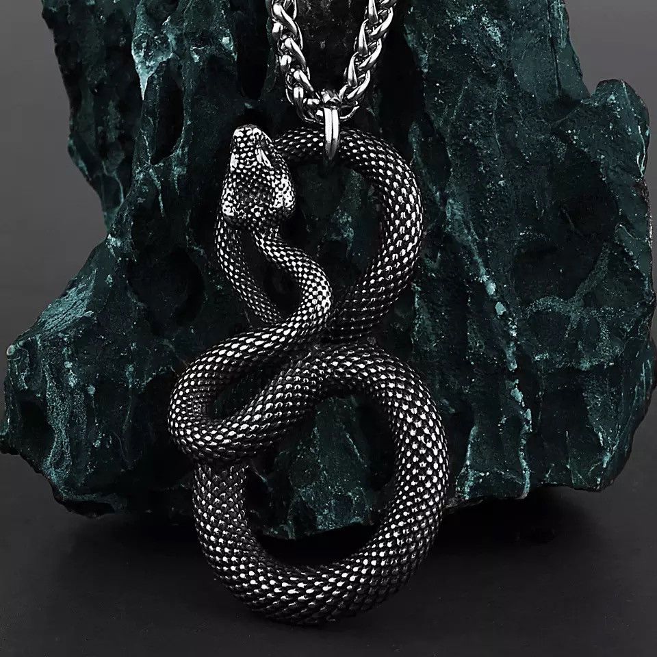 Jewelry Retro Ferocious Eye Snake King Pendant Necklace Size ONE SIZE - 1 Thumbnail