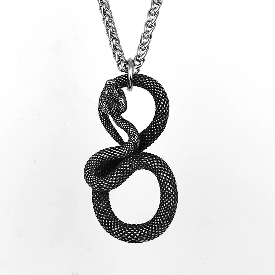 Jewelry Retro Ferocious Eye Snake King Pendant Necklace Size ONE SIZE - 3 Thumbnail