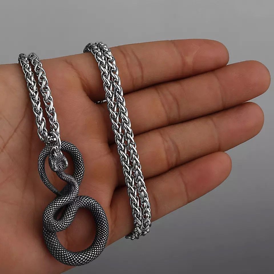 Jewelry Retro Ferocious Eye Snake King Pendant Necklace Size ONE SIZE - 2 Thumbnail