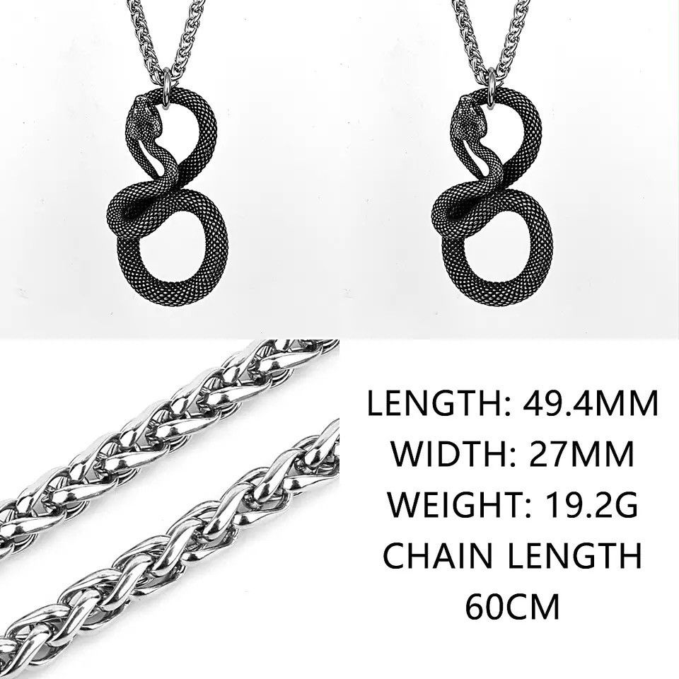 Jewelry Retro Ferocious Eye Snake King Pendant Necklace Size ONE SIZE - 4 Thumbnail