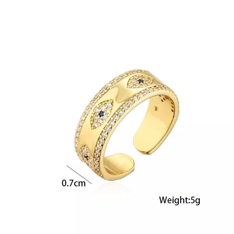 Jewelry × Vintage Evil Eye Design Open Ring Size ONE SIZE - 4 Thumbnail