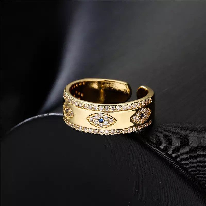 Jewelry × Vintage Evil Eye Design Open Ring Size ONE SIZE - 1 Thumbnail