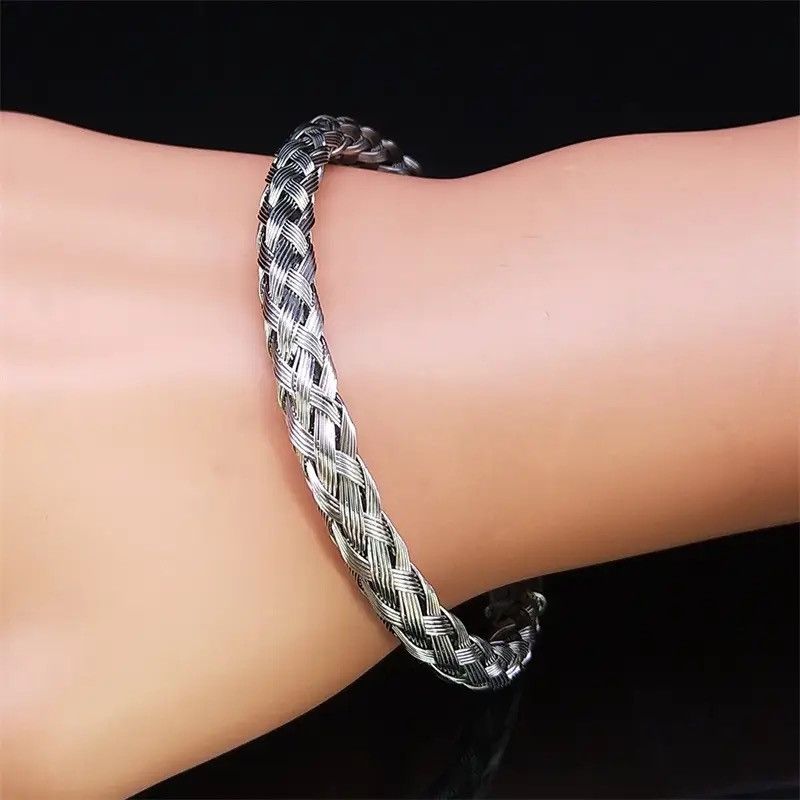 Jewelry Braid Stainless Steel Woven Bracelet Size ONE SIZE - 2 Thumbnail