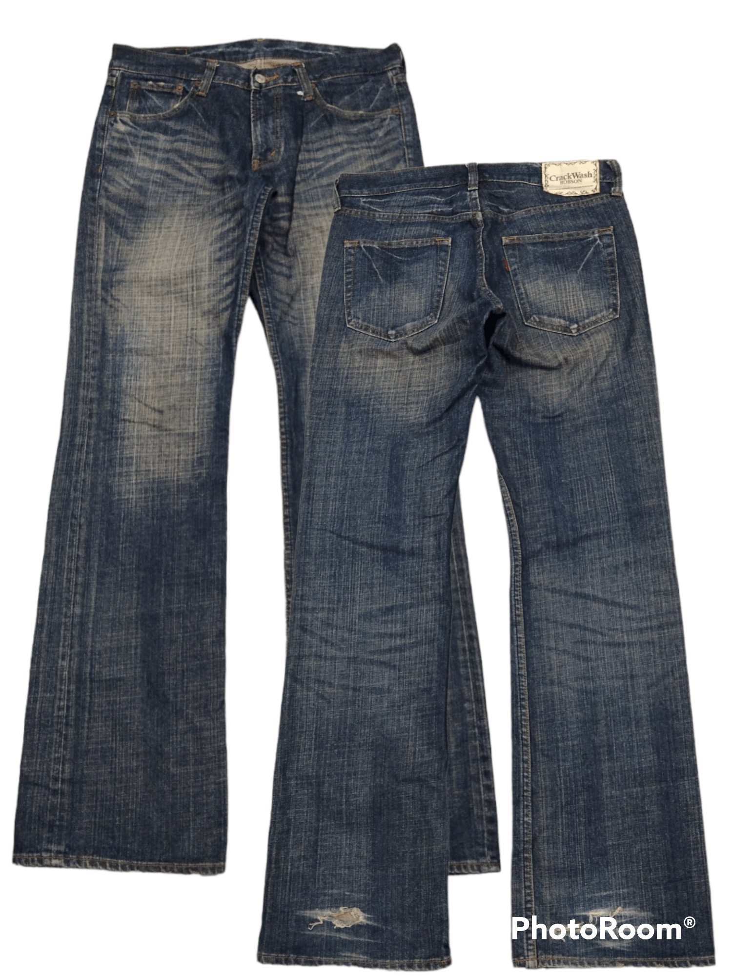 Japanese Brand FLARE SICK CRACKWASH BOBSON DENIM PANTS Size US 30 / EU 46 - 1 Thumbnail