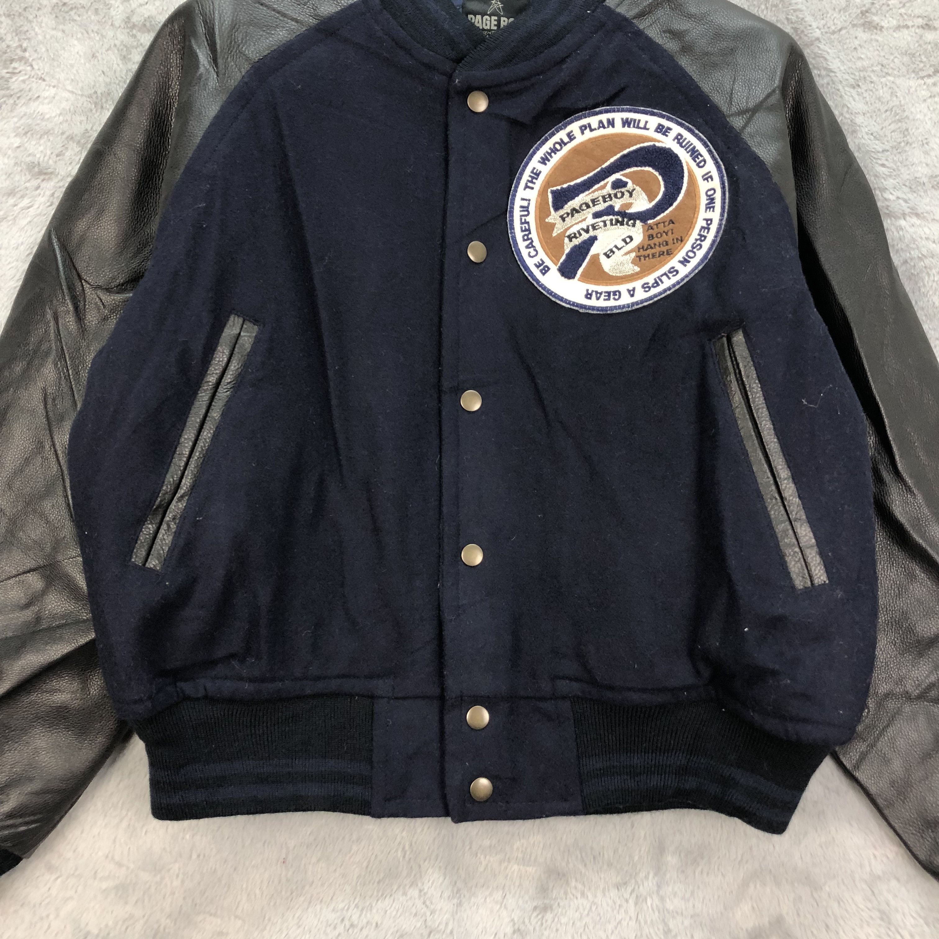 Vintage Vintage PAGE BOY Sleeve Leather Varsity Jacket #4921-36 Size US M / EU 48-50 / 2 - 4 Thumbnail