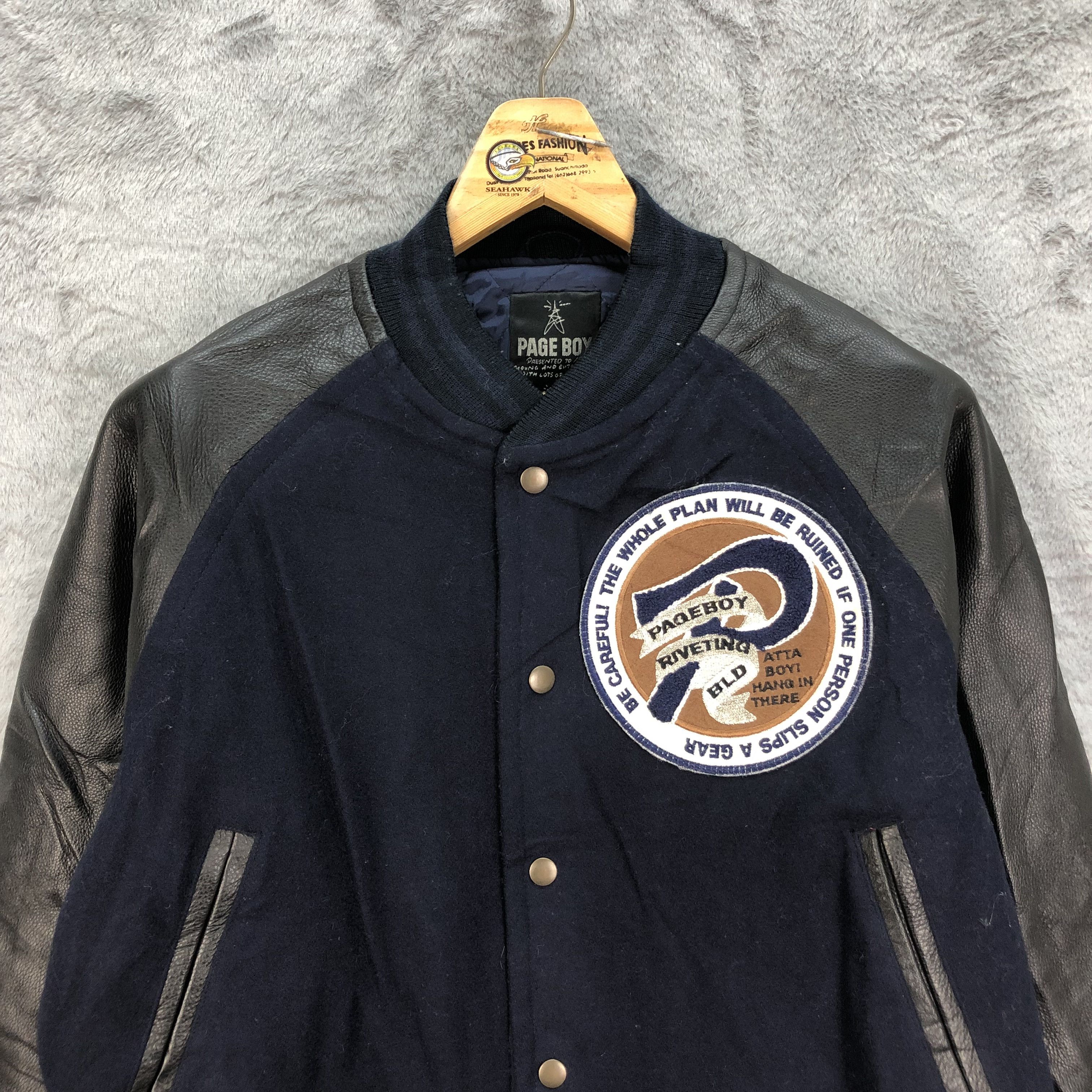 Vintage Vintage PAGE BOY Sleeve Leather Varsity Jacket #4921-36 Size US M / EU 48-50 / 2 - 2 Thumbnail