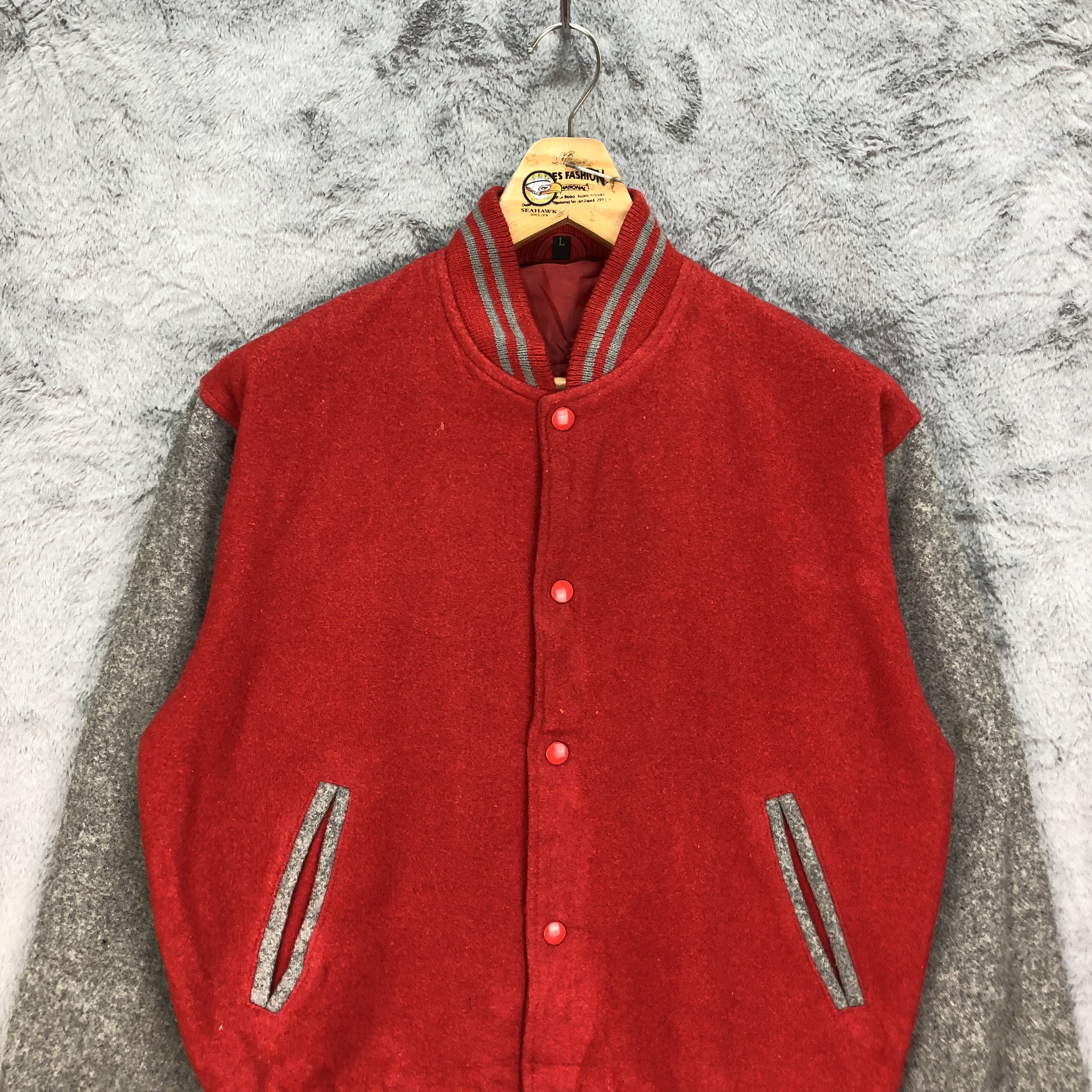 Other UNBRAND Red Wool Varsity Jacket #4895-175 Size US L / EU 52-54 / 3 - 2 Thumbnail