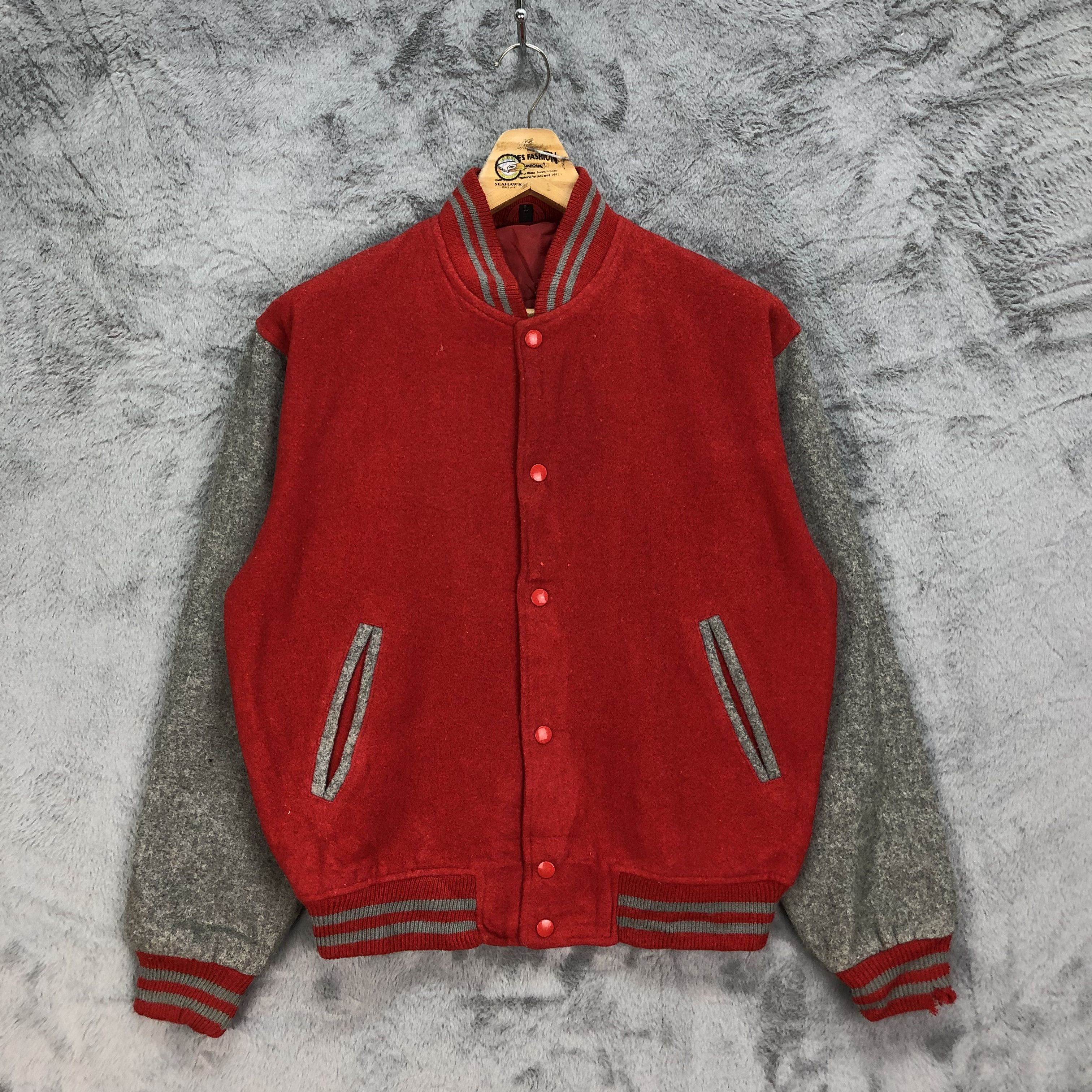 UNBRAND Red Wool Varsity Jacket #4895-175