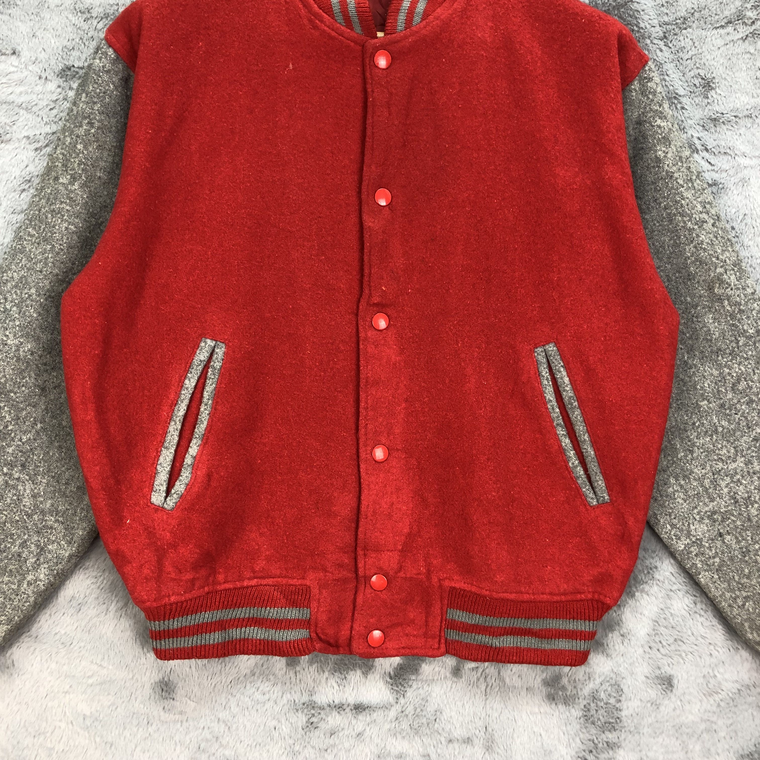 Other UNBRAND Red Wool Varsity Jacket #4895-175 Size US L / EU 52-54 / 3 - 3 Thumbnail