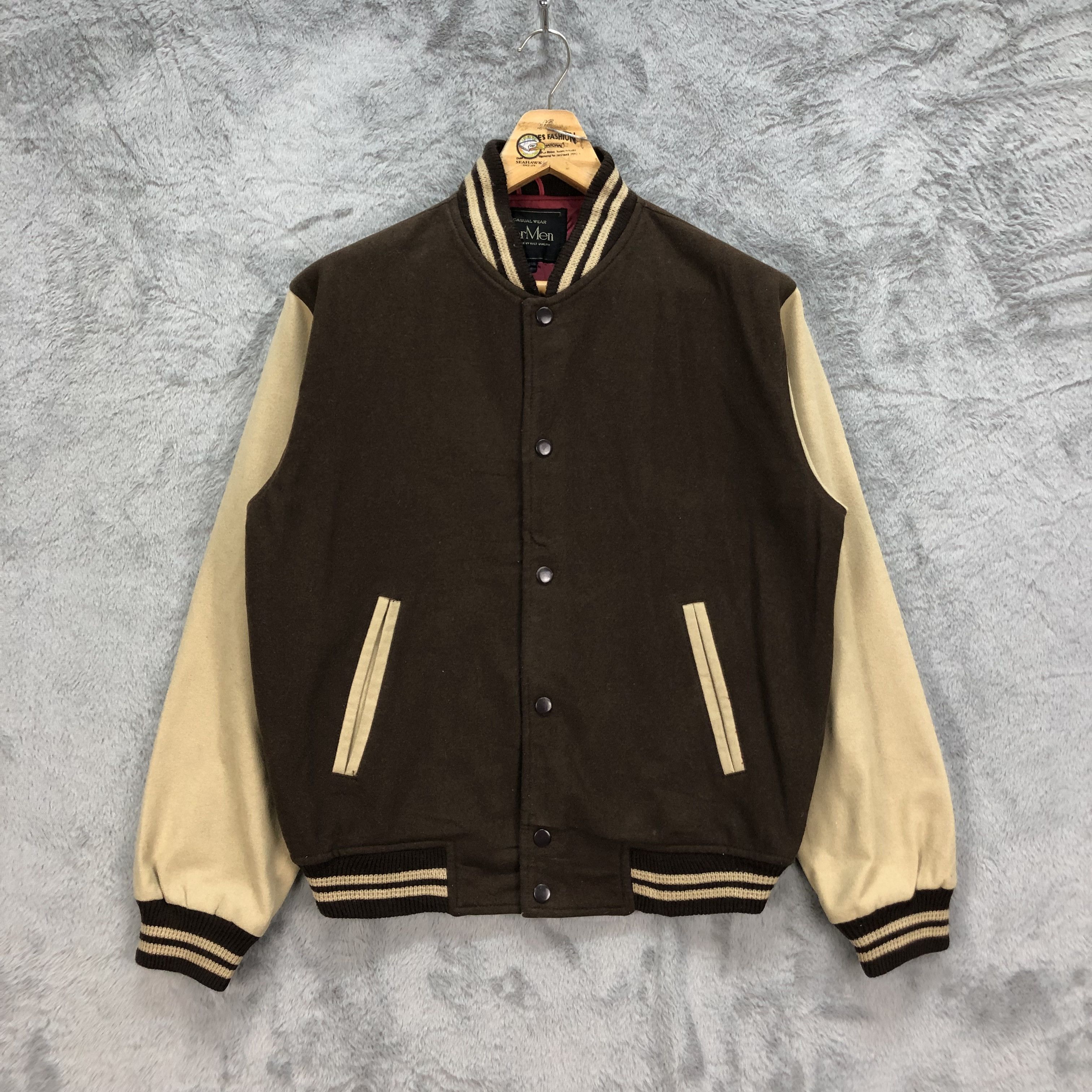 Japanese Brand Casual Wear For Men Wool Varsity Jacket #4900-175 Size US L / EU 52-54 / 3 - 1 Thumbnail