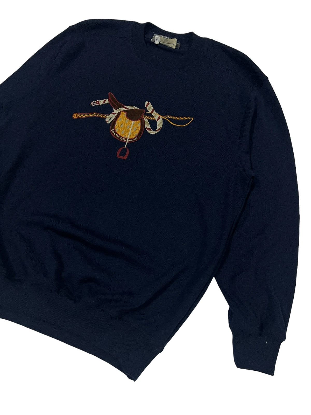 Salvatore Ferragamo Sickk💥 Salvatore Ferragamo Embroidery Logo Knitwear Size US M / EU 48-50 / 2 - 2 Thumbnail