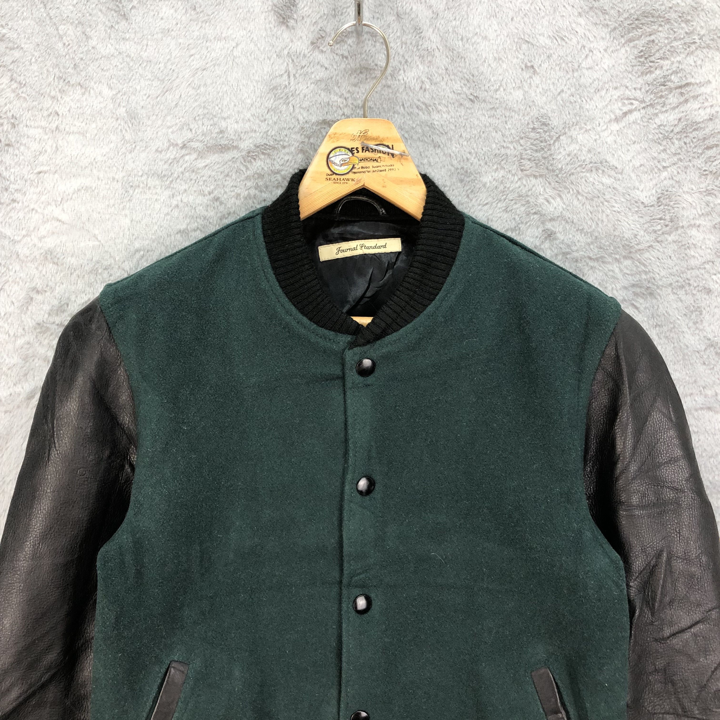 Journal Standard Journal Standard Green Wool Varsity Jacket #4850-174 Size M / US 6-8 / IT 42-44 - 2 Thumbnail