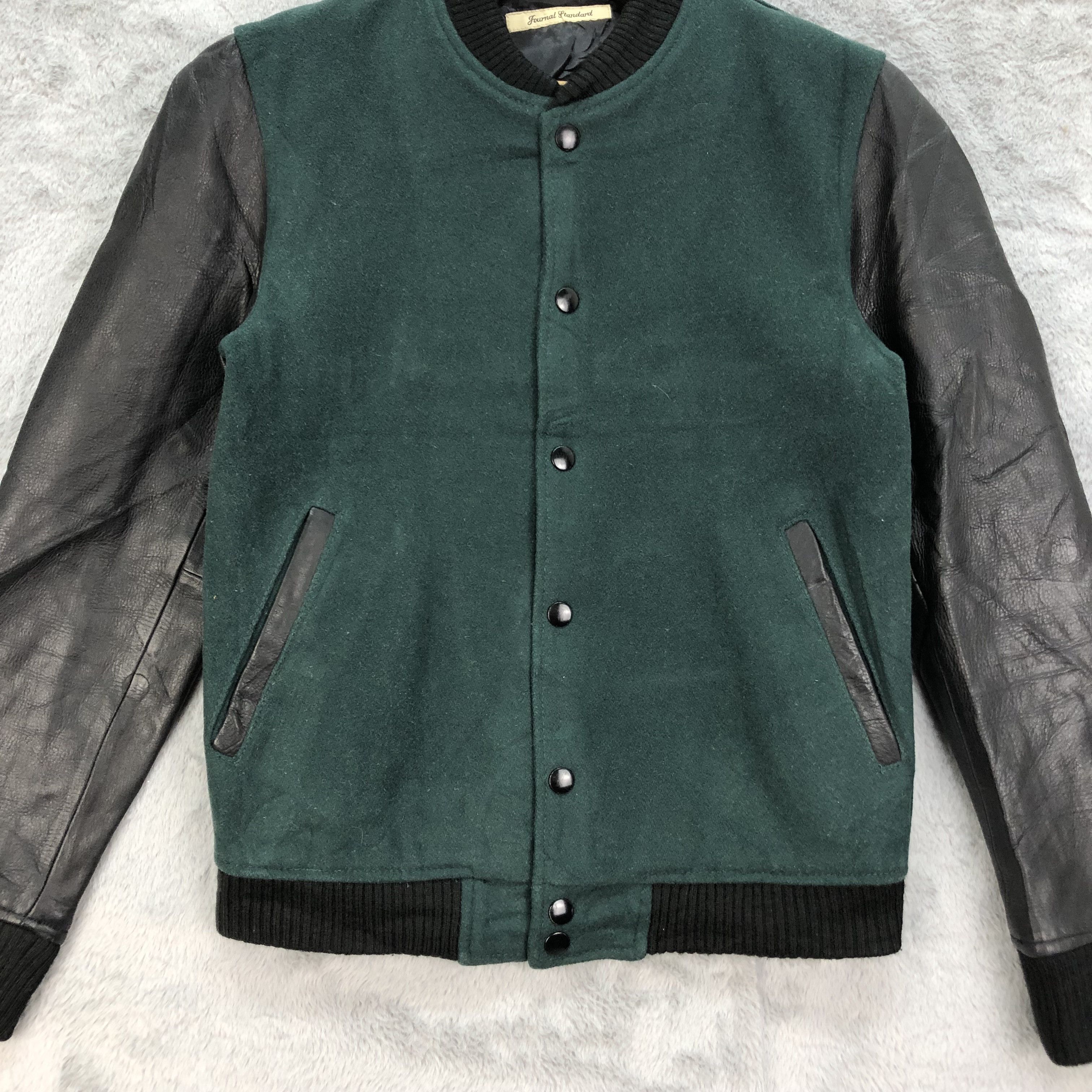 Journal Standard Journal Standard Green Wool Varsity Jacket #4850-174 Size M / US 6-8 / IT 42-44 - 3 Thumbnail