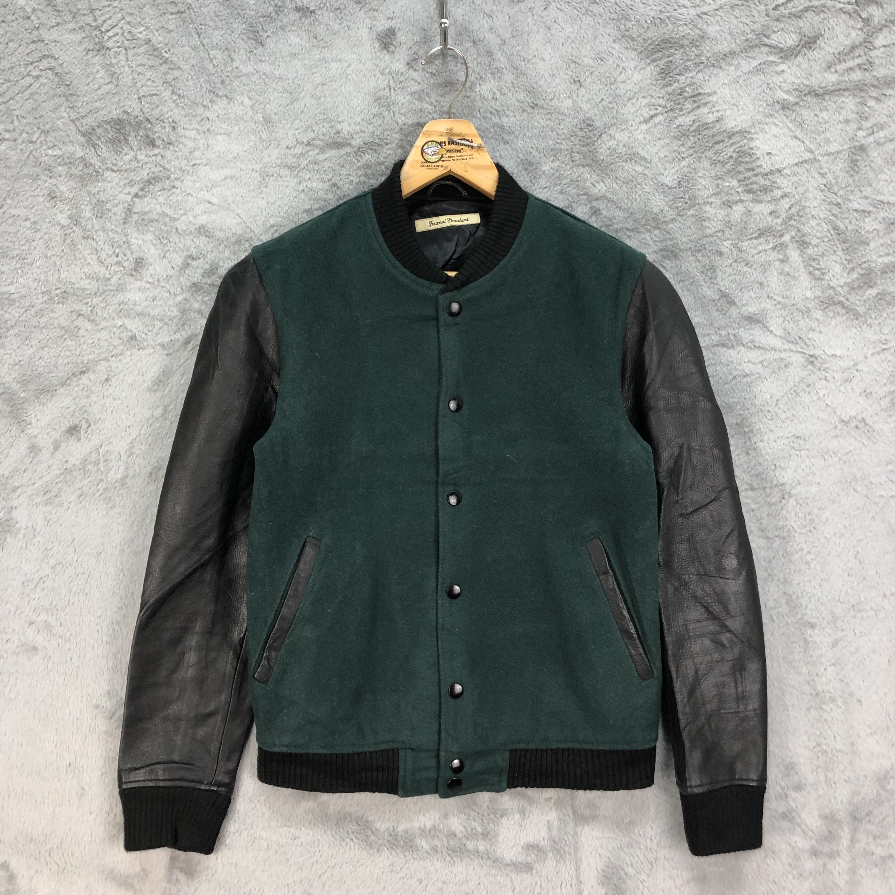 Journal Standard Journal Standard Green Wool Varsity Jacket #4850-174 Size M / US 6-8 / IT 42-44 - 1 Thumbnail