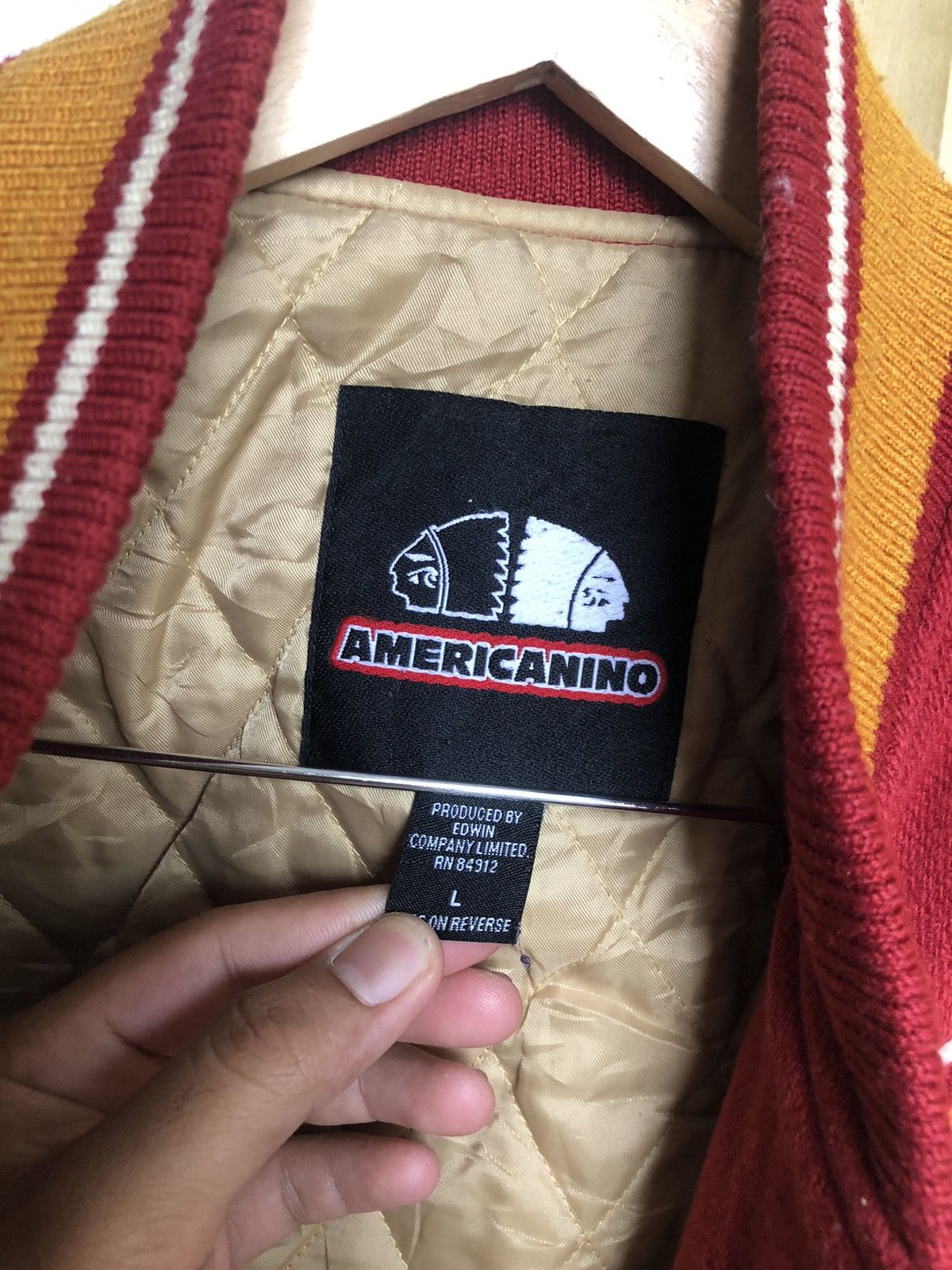 Vintage Vintage Americanino Arm Leather Varsity Jacket Size US L / EU 52-54 / 3 - 18 Thumbnail