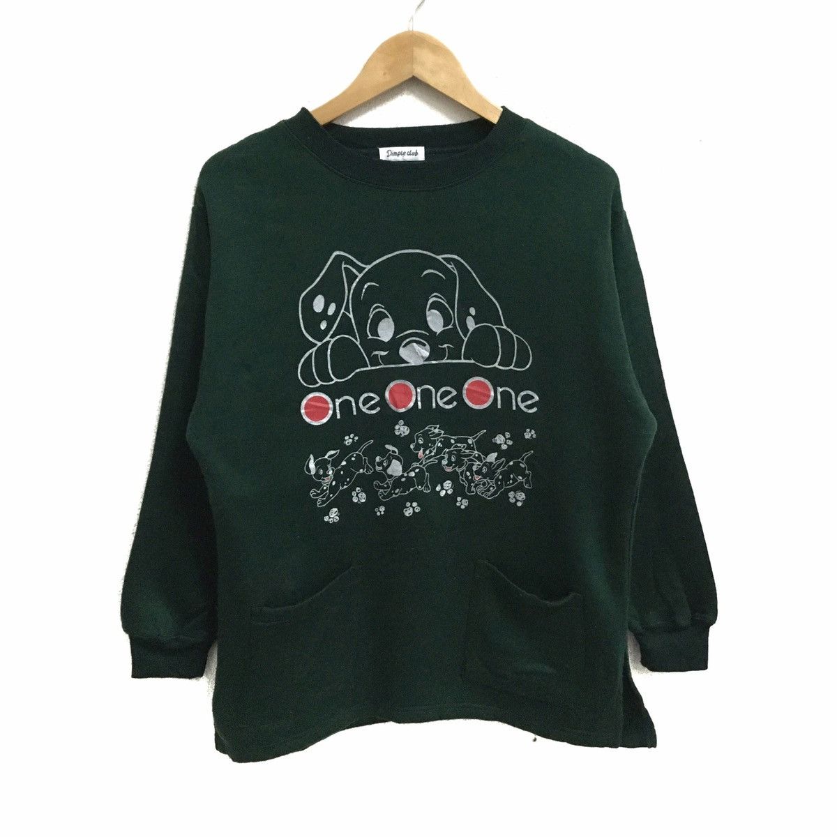 image of Cartoon Network x Vintage 101 Dalmatians Cartoon Movie Crewneck Long Sleeve in Green, Women's (Size
