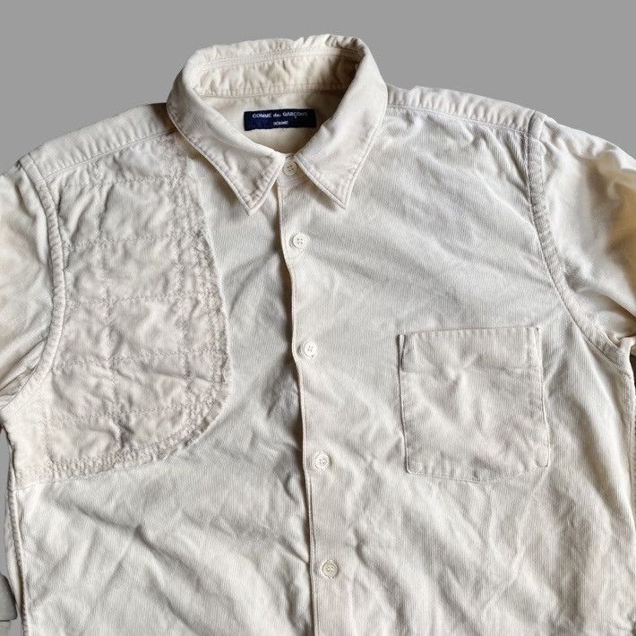 image of Comme Des Garcons x Comme Des Garcons Homme Cdgh Corduroy Velour Patch Shirt in Cream (Size Small)