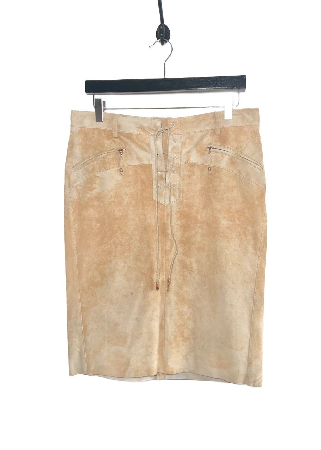 Roberto Cavalli Roberto Cavalli Beige Washed Suede Laced Skirt Size 28" / US 6 / IT 42 - 1 Thumbnail