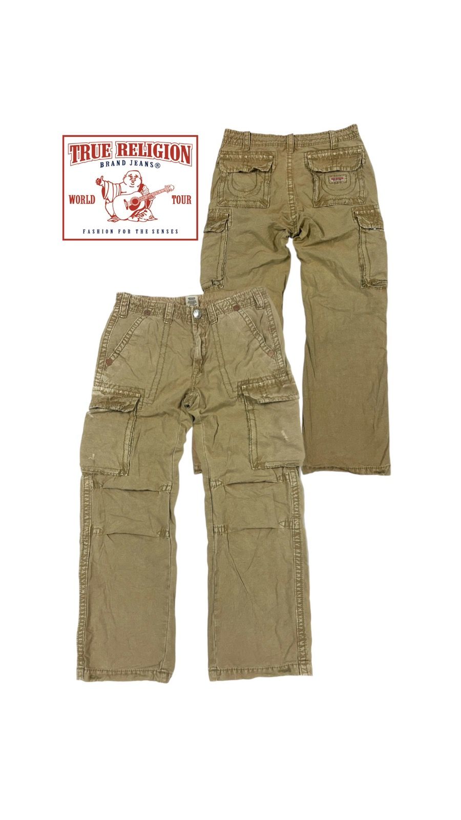 Pre-owned True Religion X Vintage The True Religion Distressed Cargo Pant In Brown