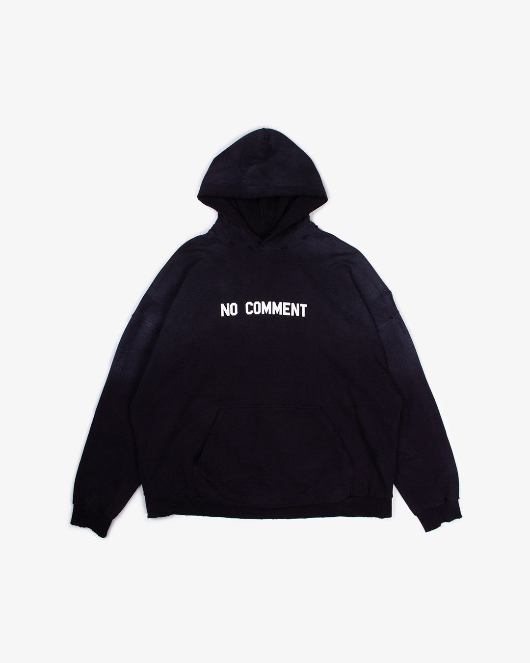 image of Balenciaga Distressed No Comment Hoodie | 2 in Blue, Men's (Size Medium)