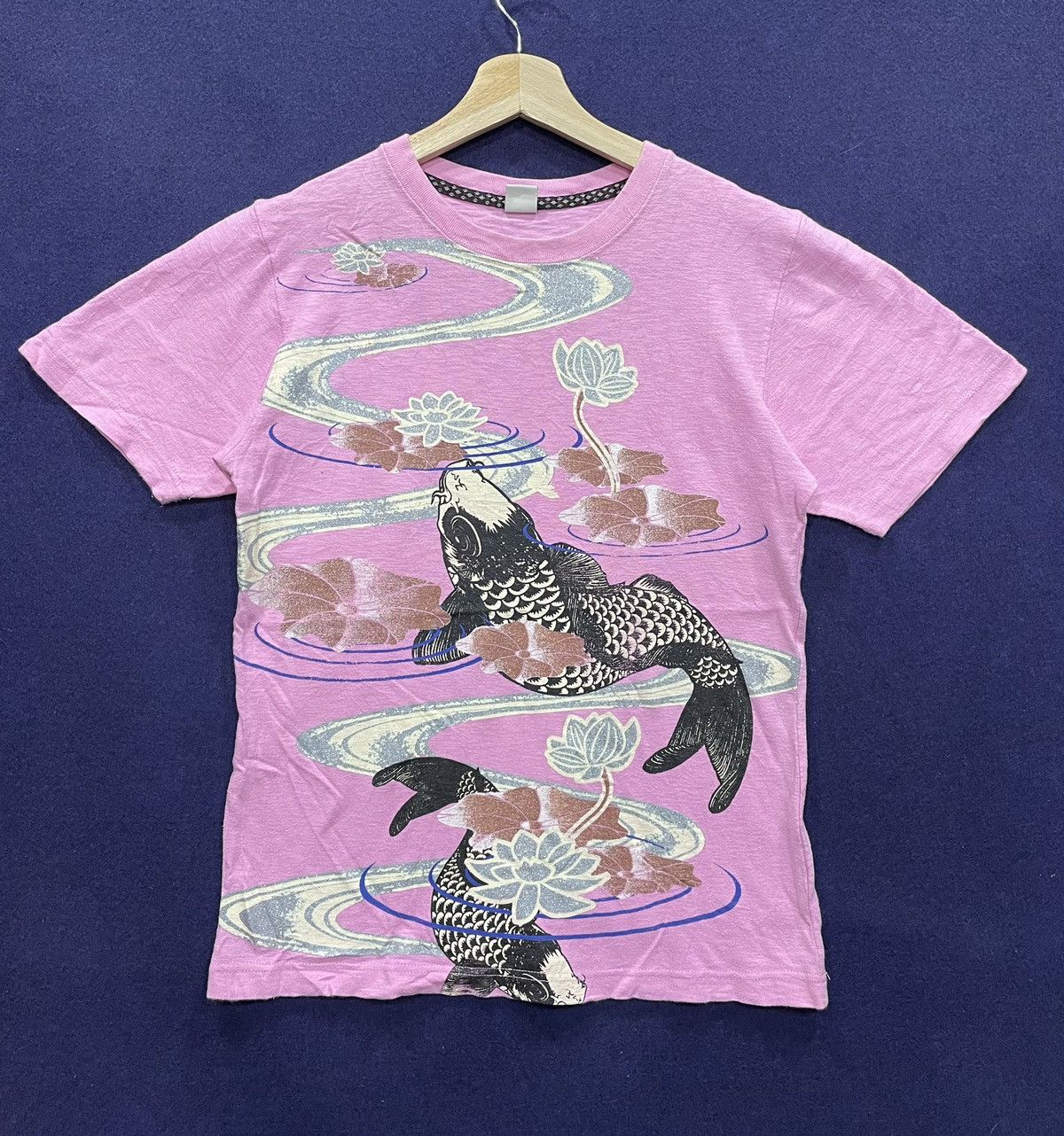 Japanese Brand Sukajan Tshirt ALL OVER PRINT Koi Fish Sexy Pink Size M / US 6-8 / IT 42-44 - 1 Thumbnail
